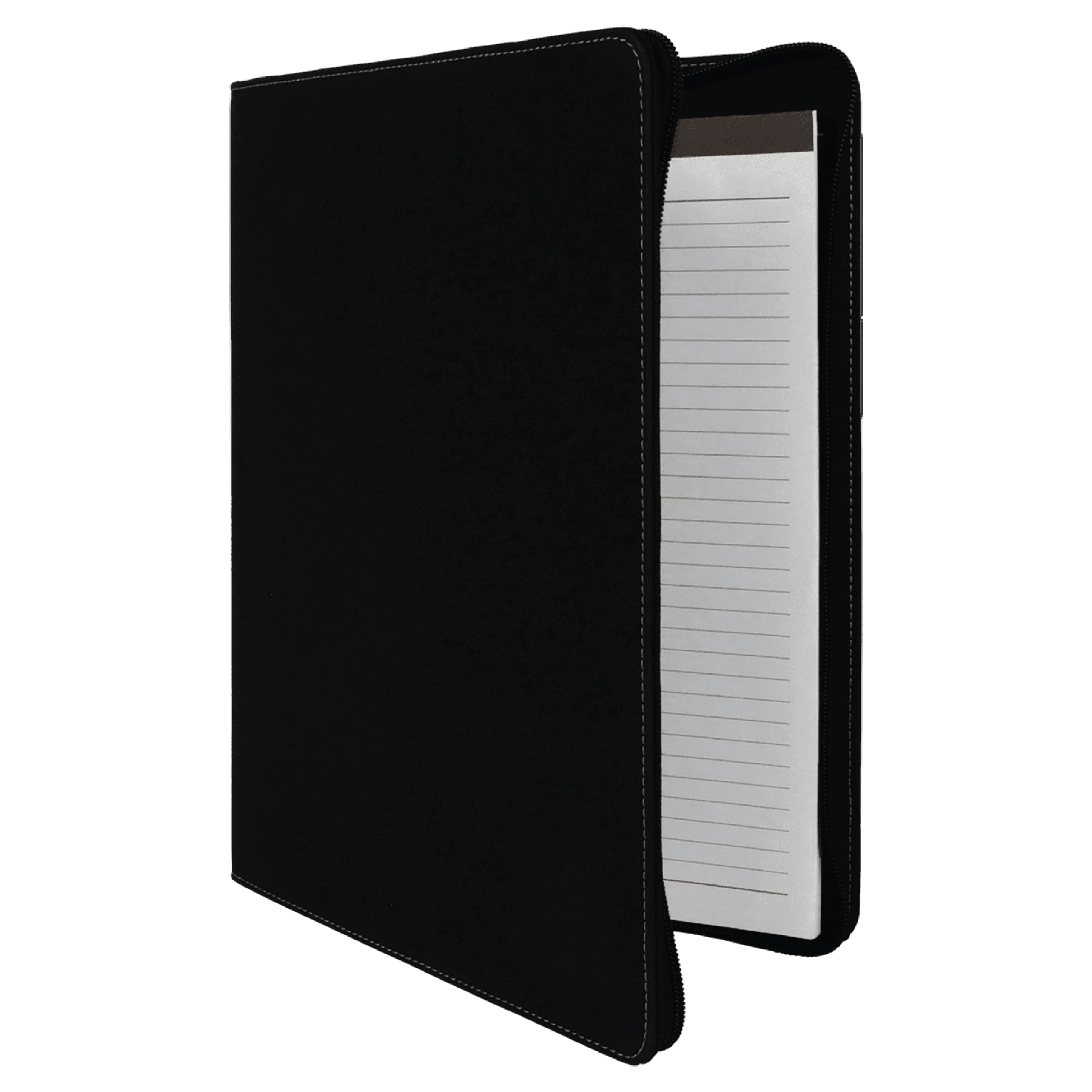 9" x 12" Leatherette Black/Silver Portfolio with Zipper 8