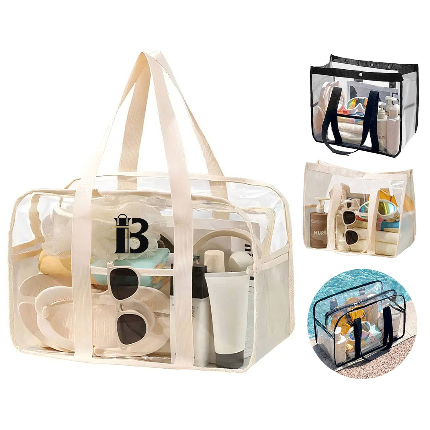 Clear Waterproof PVC Tote Bag Large Size for Beach & Travel 5