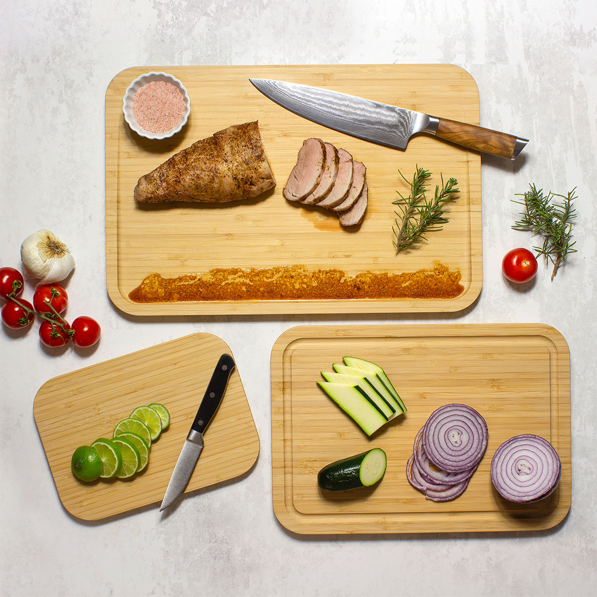 3Pc Bamboo Cutting & Serving Board Set 2