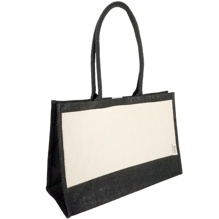 Seattle Recycled Cotton Front Pocket Jute Shopper Tote 20