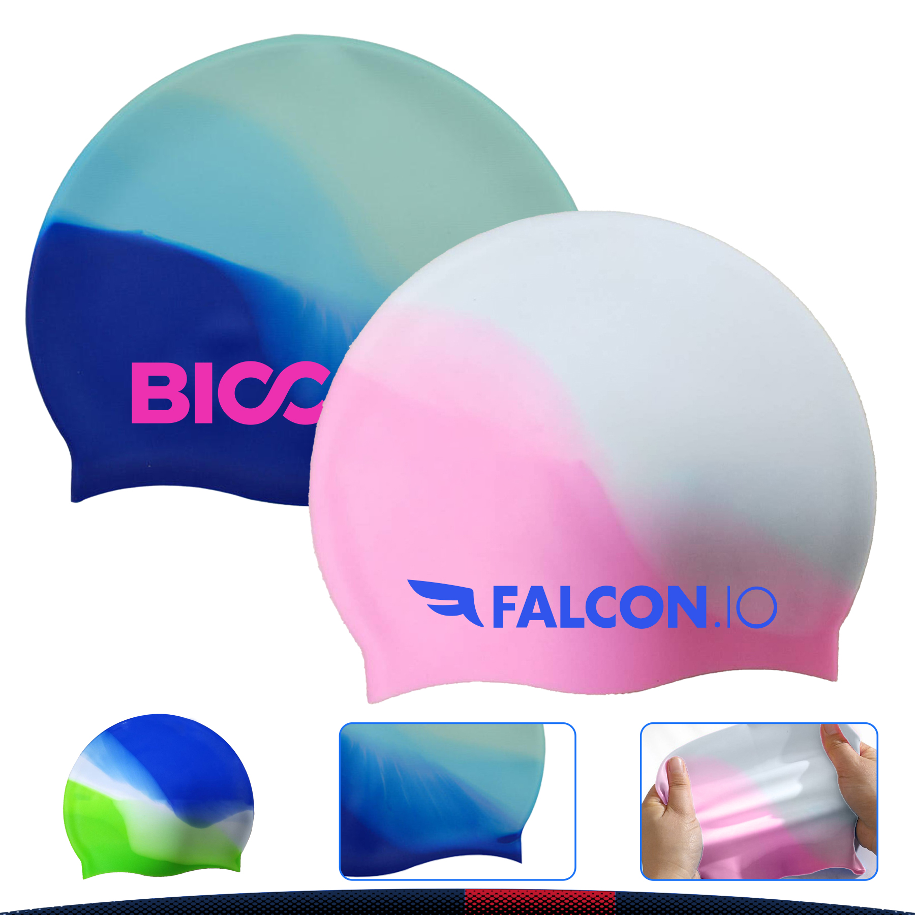 Color Blocked Silicone Swim Cap 3