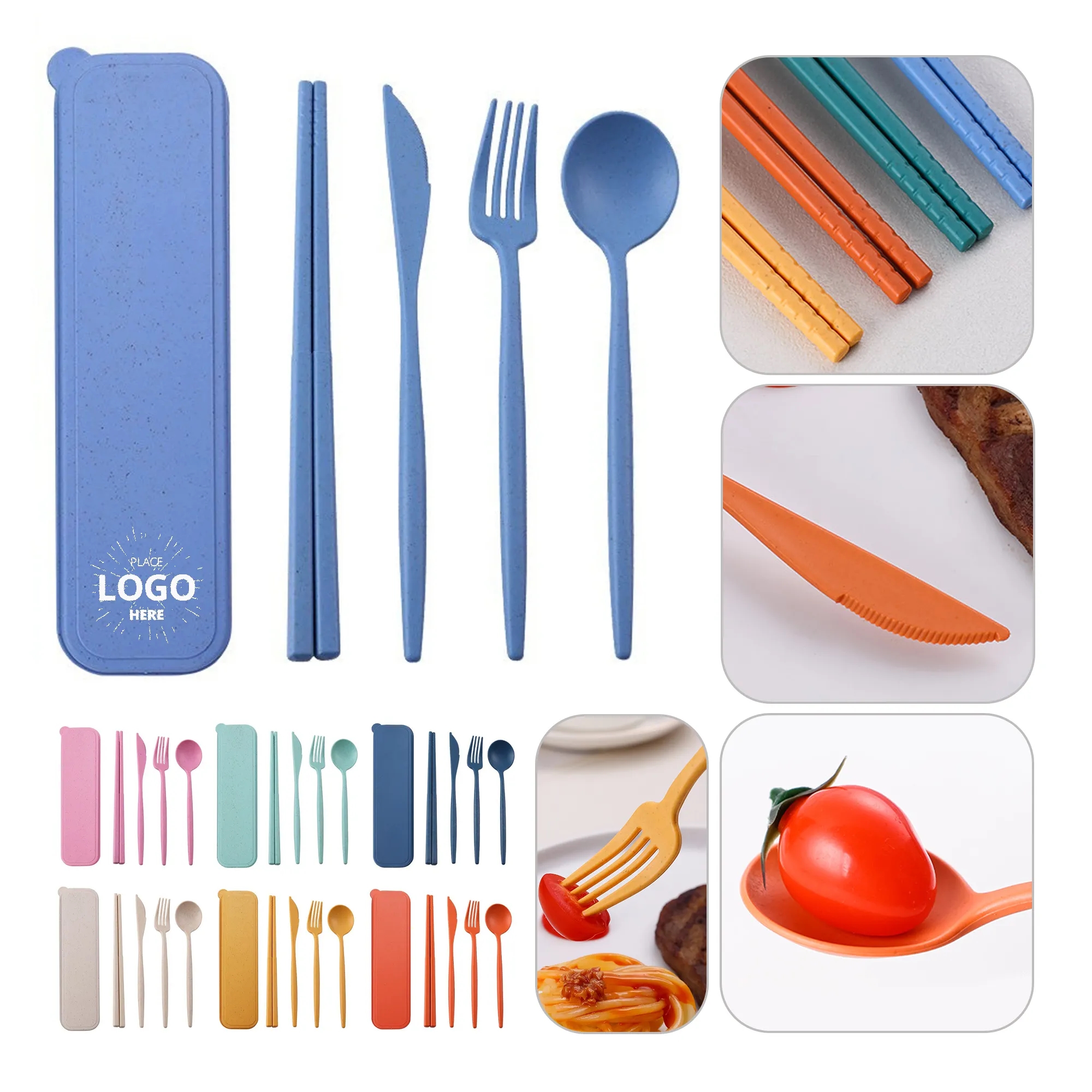 Wheat Straw Cutlery Portable Utensils Spoon Fork Knife Sets 1