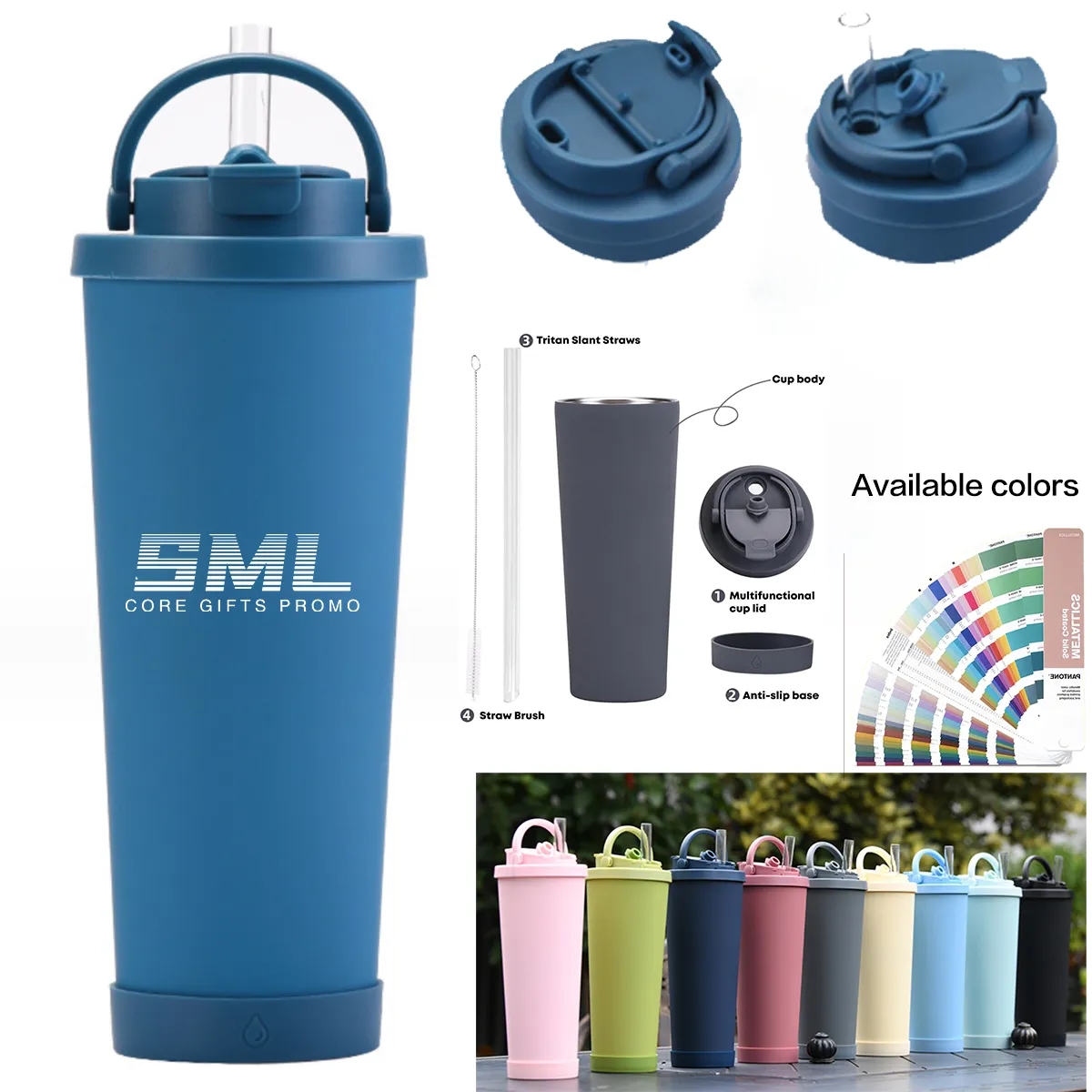 28oz Stainless Steel Thermos Bottle with Lid and Straw 1