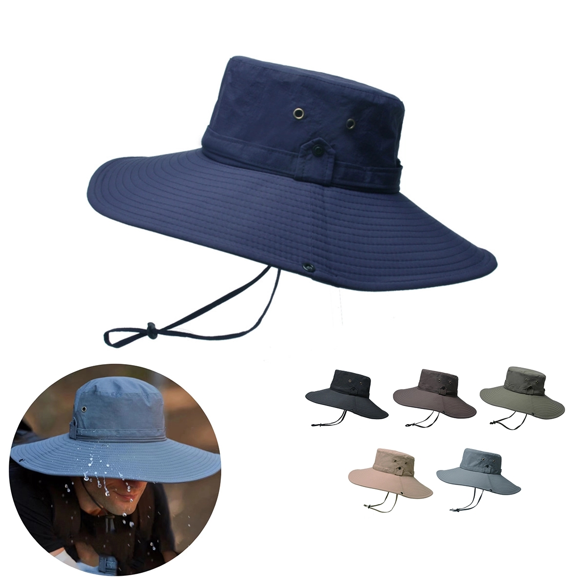 Waterproof Wide Brim Bucket Hat 2