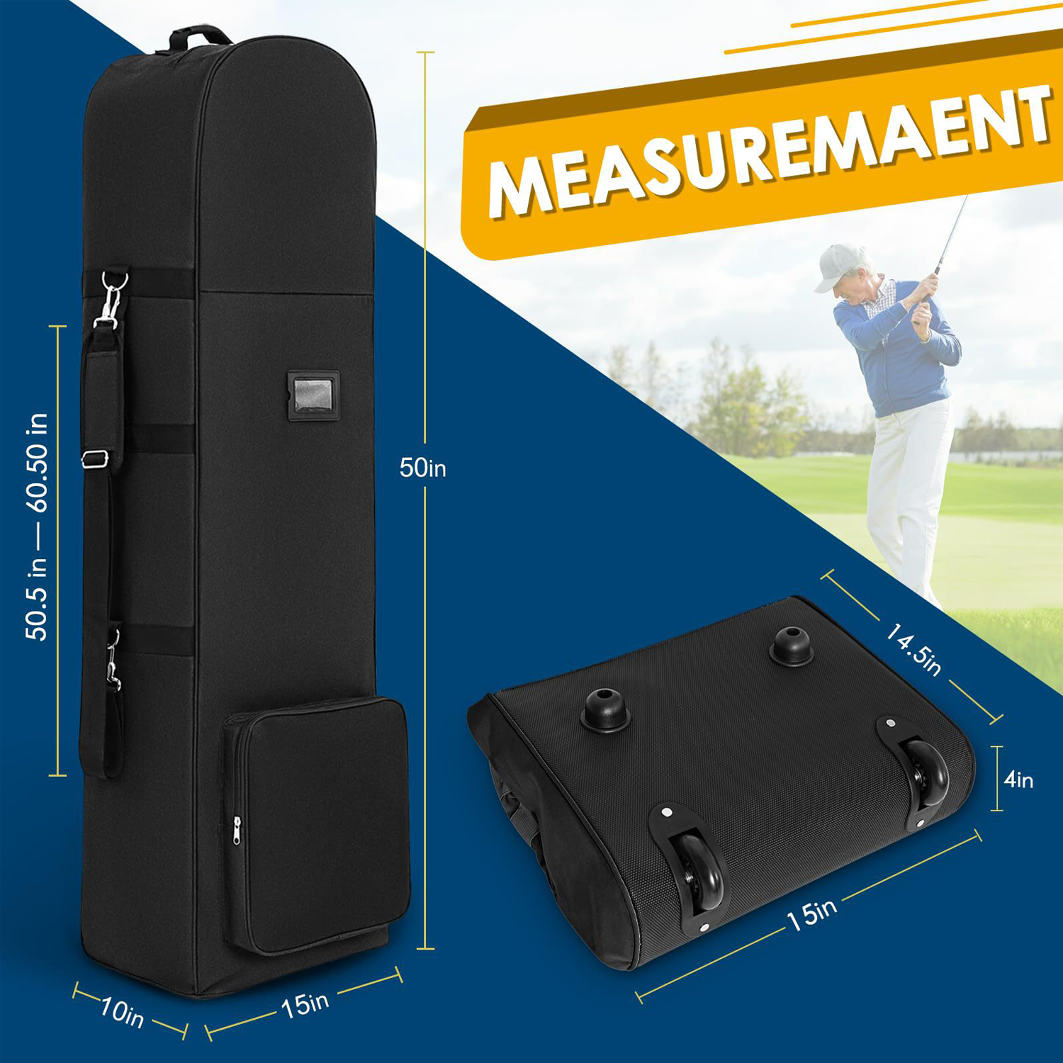 Airline Compliant Foldable Wheeled Golf Bag for travel 5