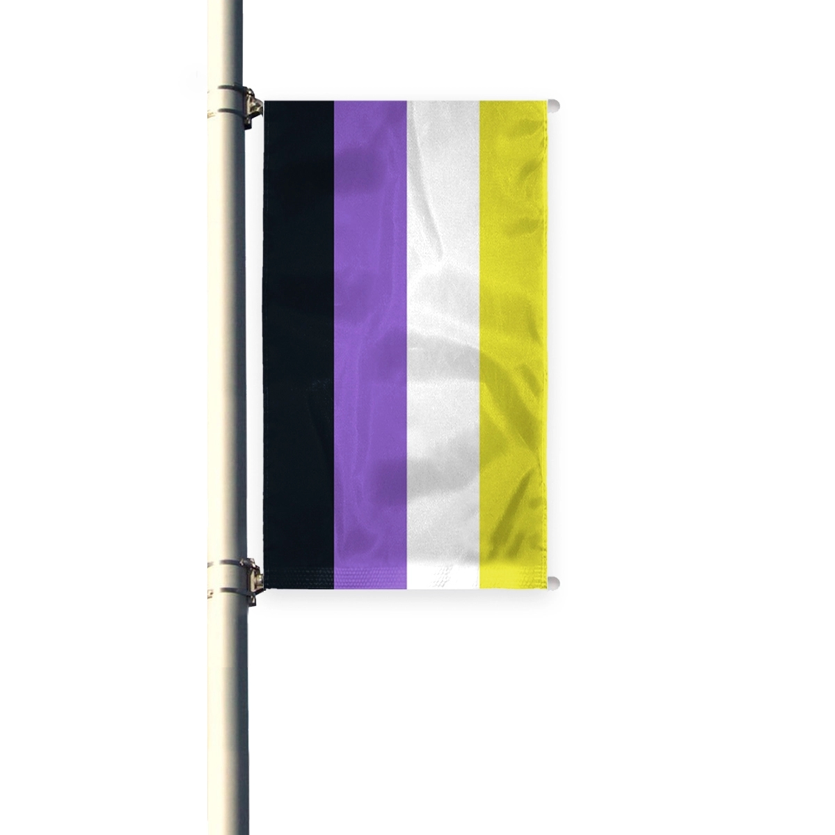 3'x8' Non-Binary Pride Pleated Light Post Banner 2