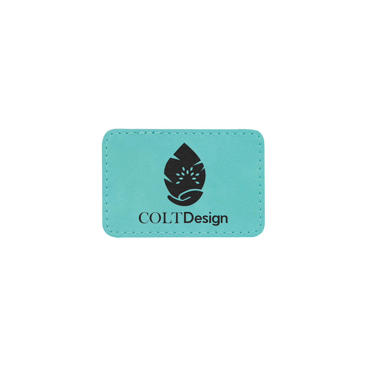 3" x 2" Teal Leatherette Rectangular Patch with Adhesive
