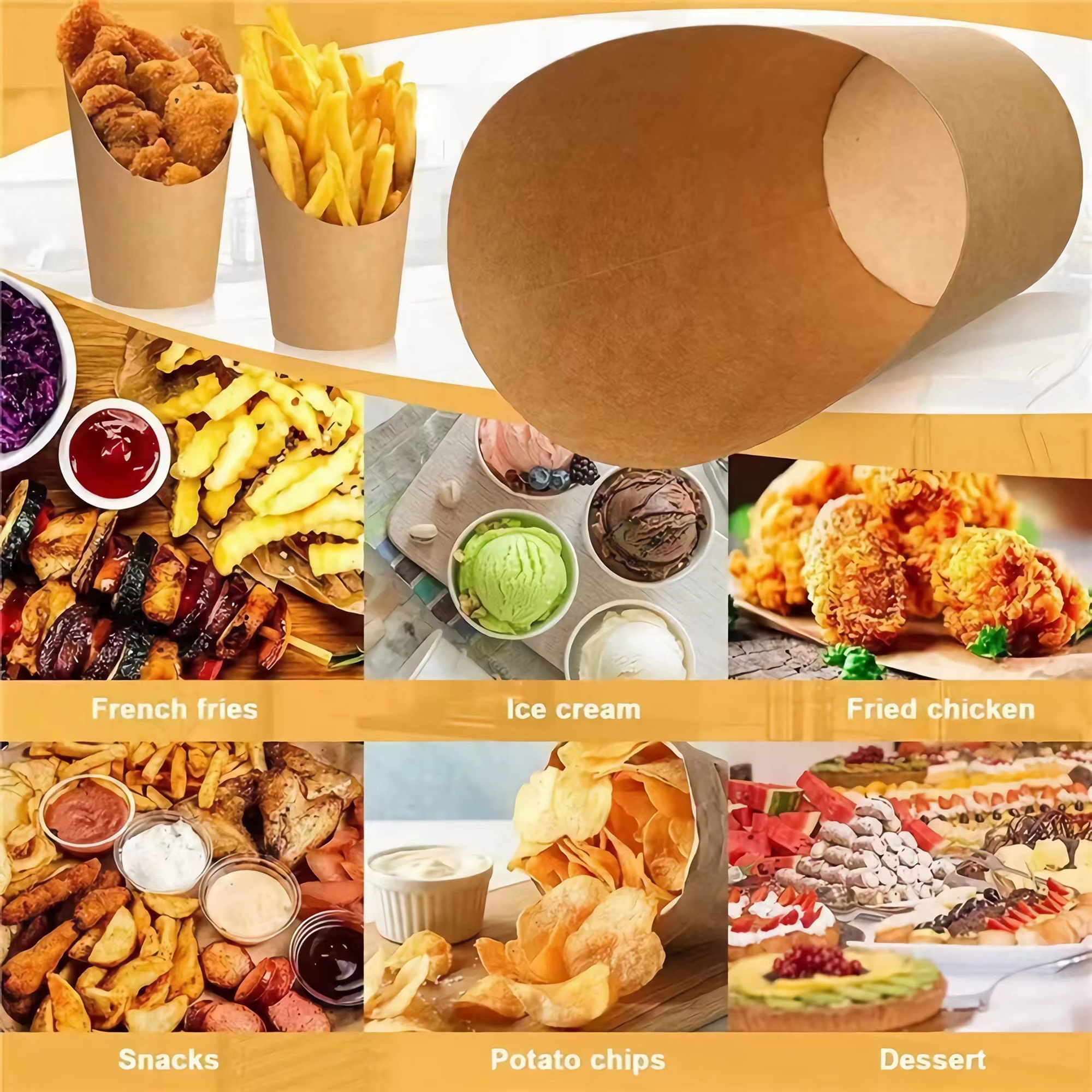 12 oz 100 Pcs Disposable Paper French Fry Cups 5