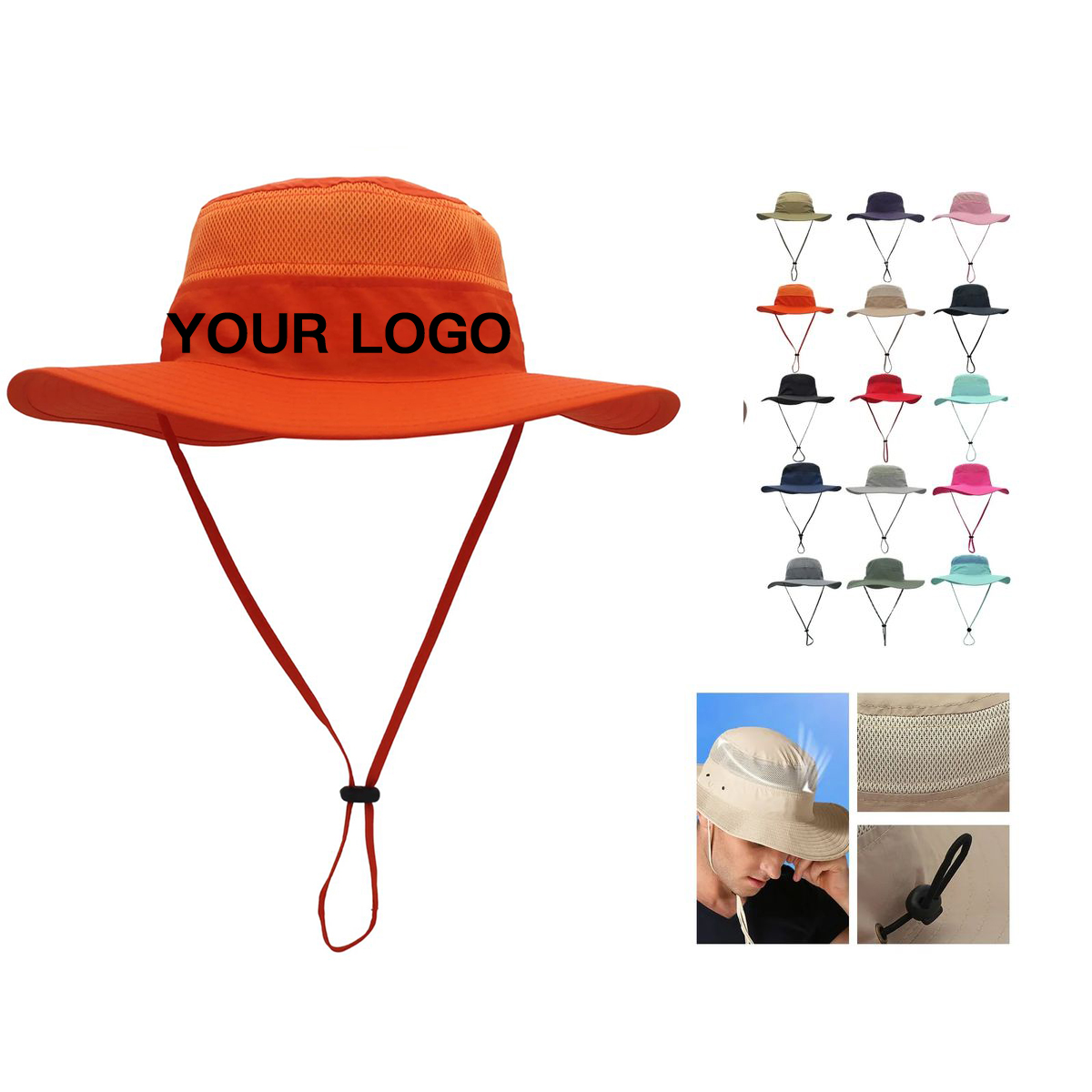 Nylon Bucket Hat with Wide Brim and Mesh Ventilation 1