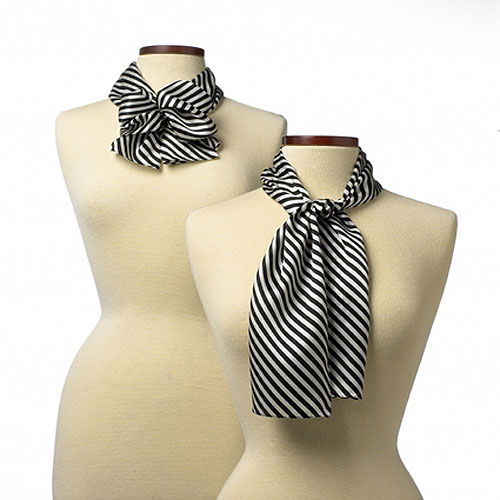 Black Saville Stripe Polyester Scarf - 8"x45" 2