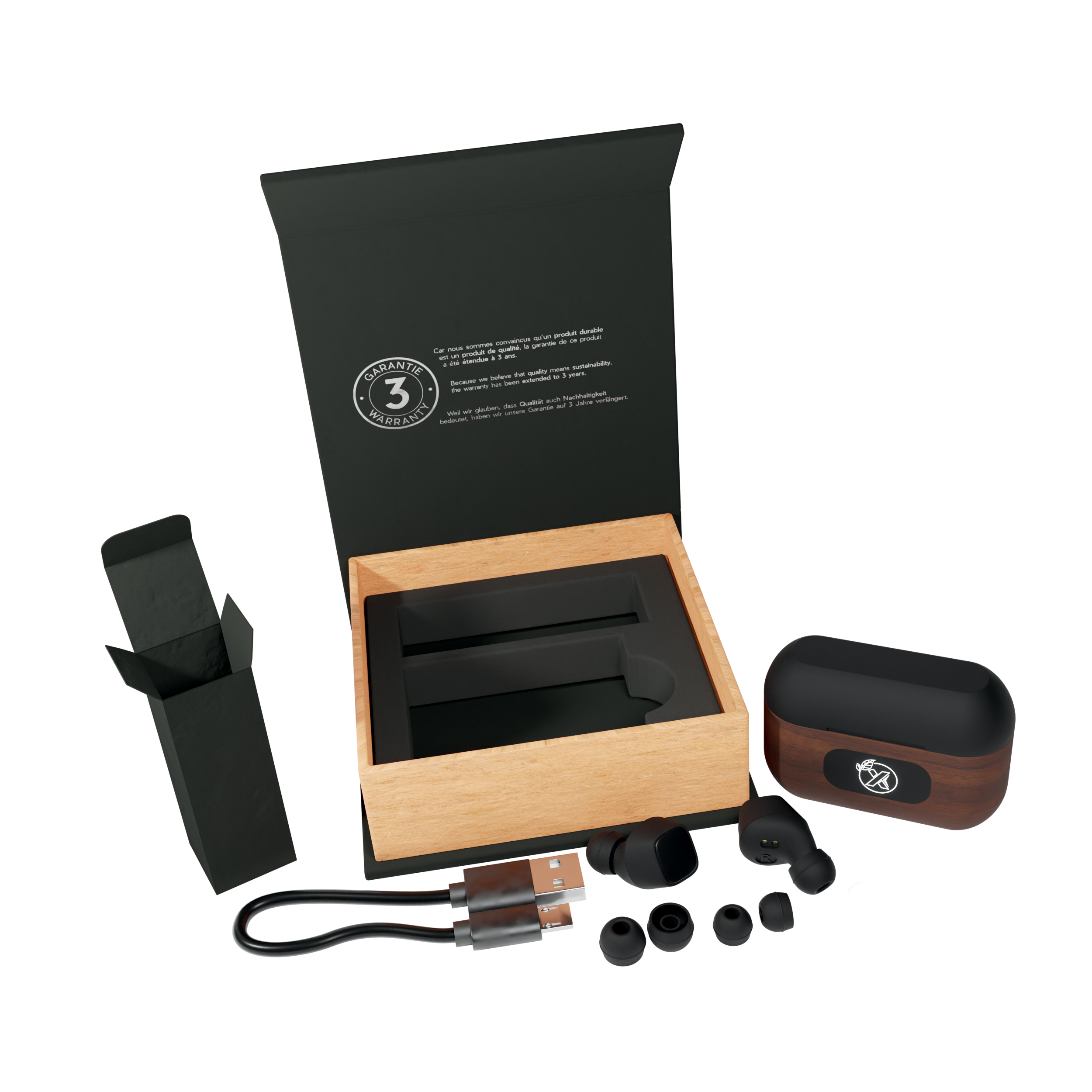 SCX Innovative Design™ Walnut Wood Wireless Earbuds and Charging Case 12