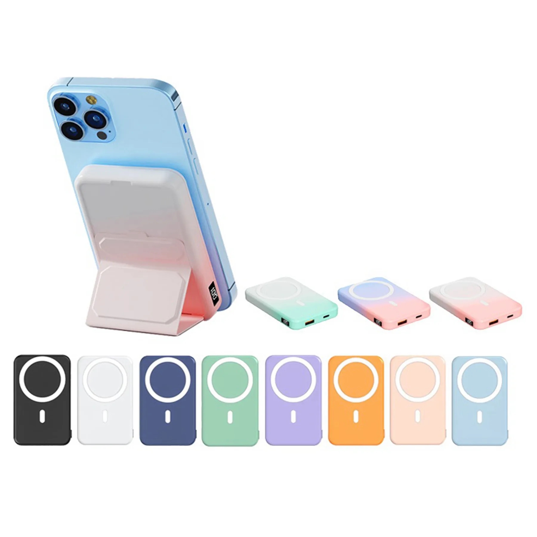 5000mAh Foldable Stand Magnetic Wireless Charging Power Bank 4