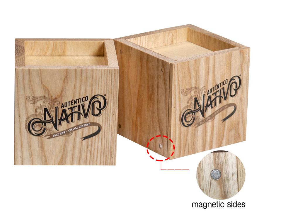 Wood Single Bottle Glorifier Magnetic Sides