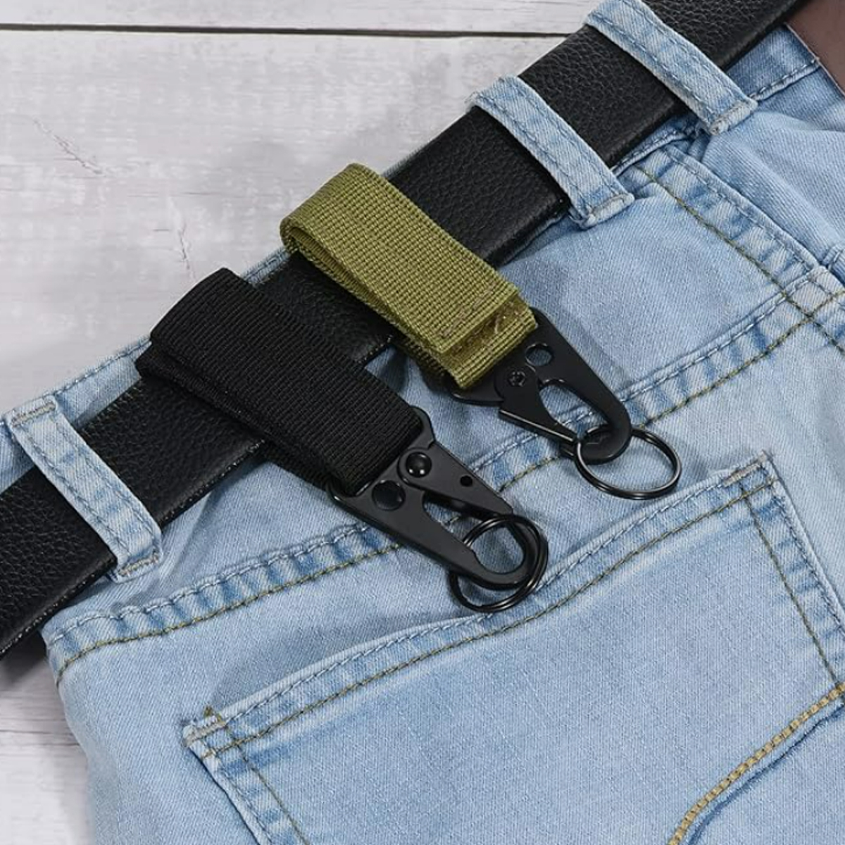 Custom MOLLE Tactical Webbing Strap Carabiner Keychain Clip 4