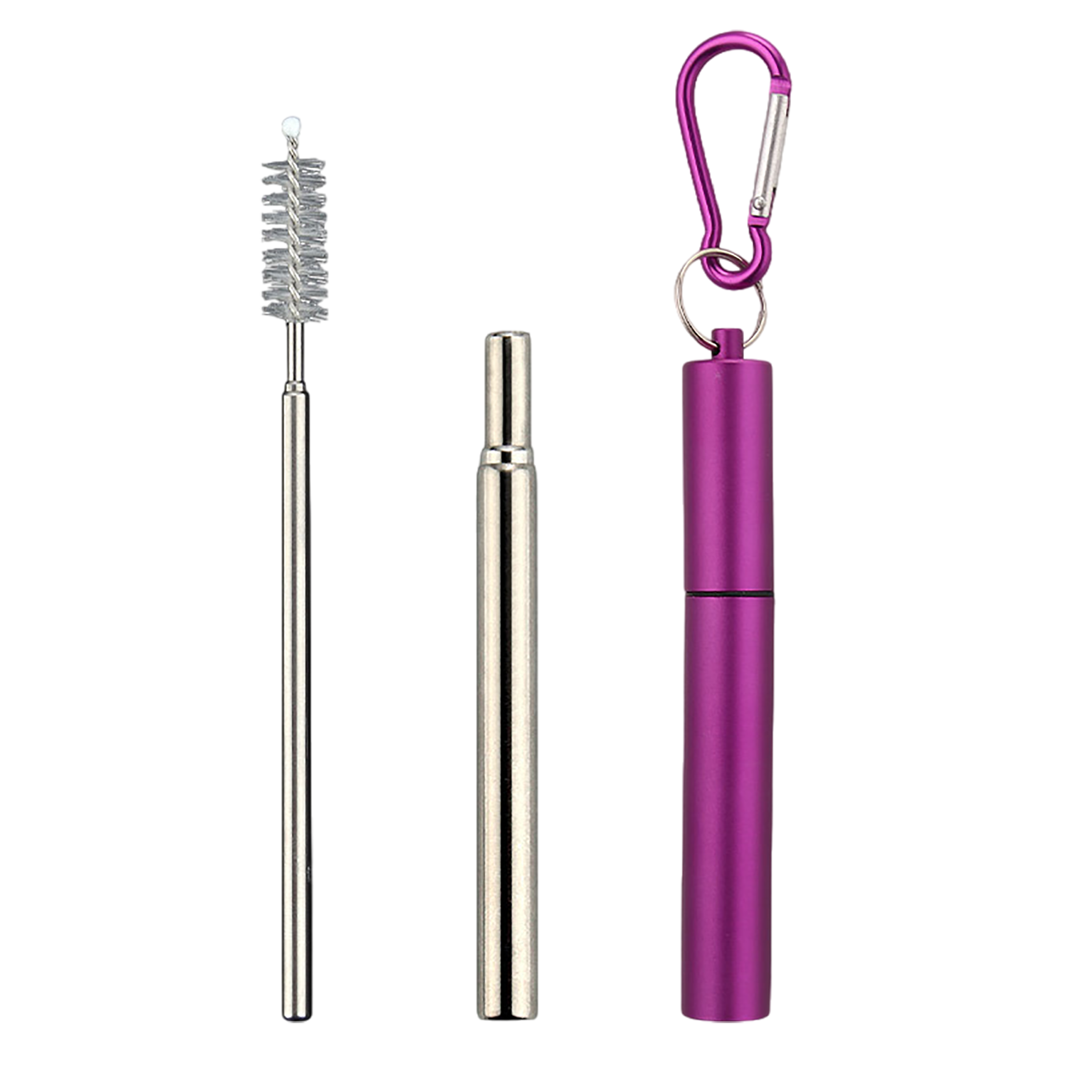 Reusable Stainless Steel Collapsible Straw with Case & Brush 10