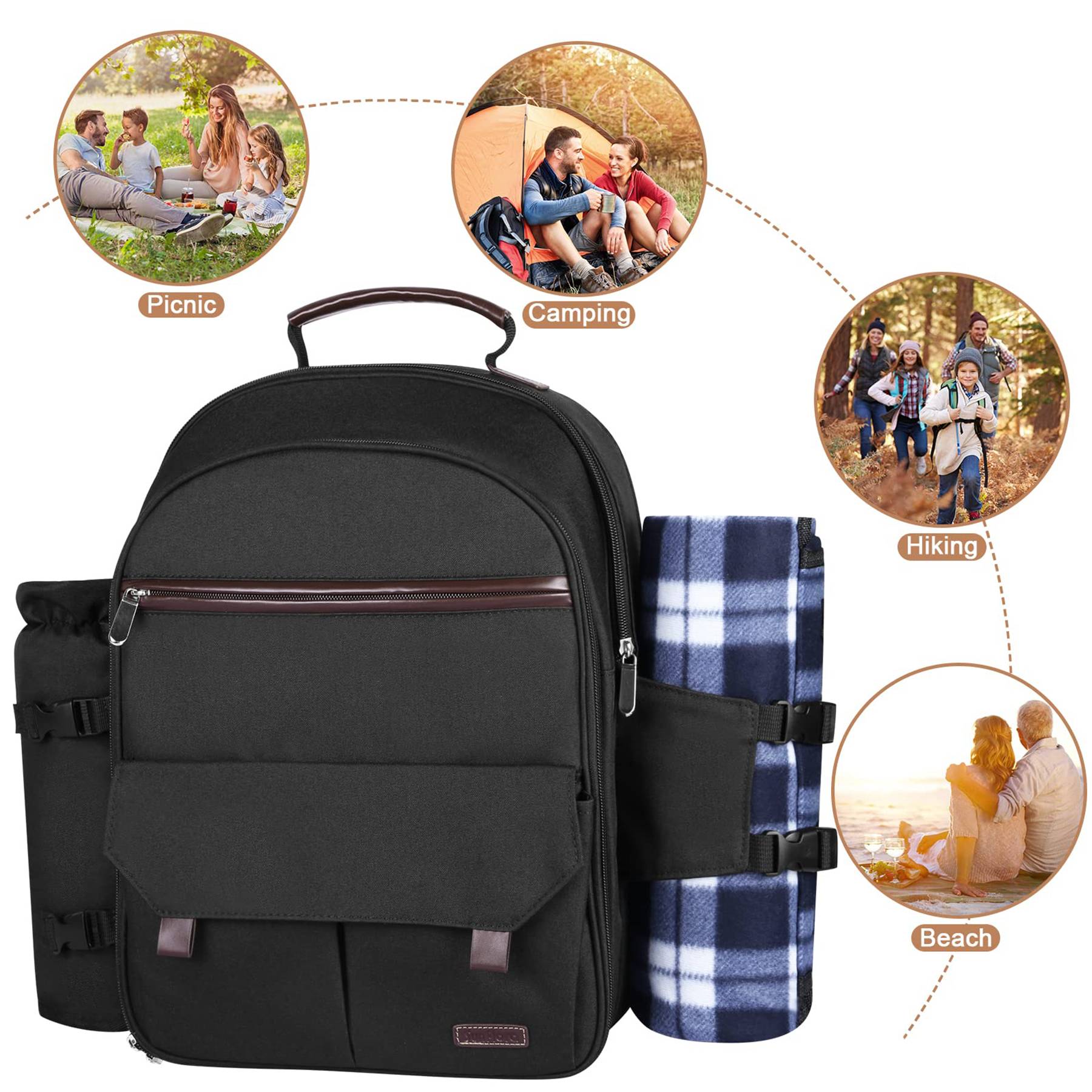Oxford 4 Person Insulated Cooler Wine Pouch Picnic Lunch bag 4