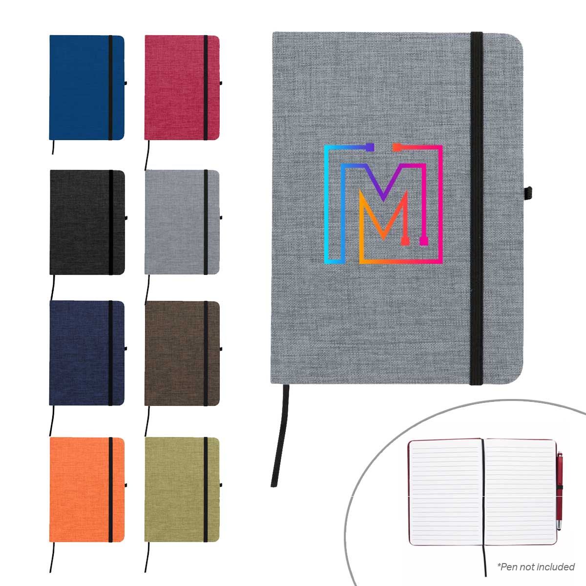 JORNIKOLOR RPET Heathered Journal with pen loop