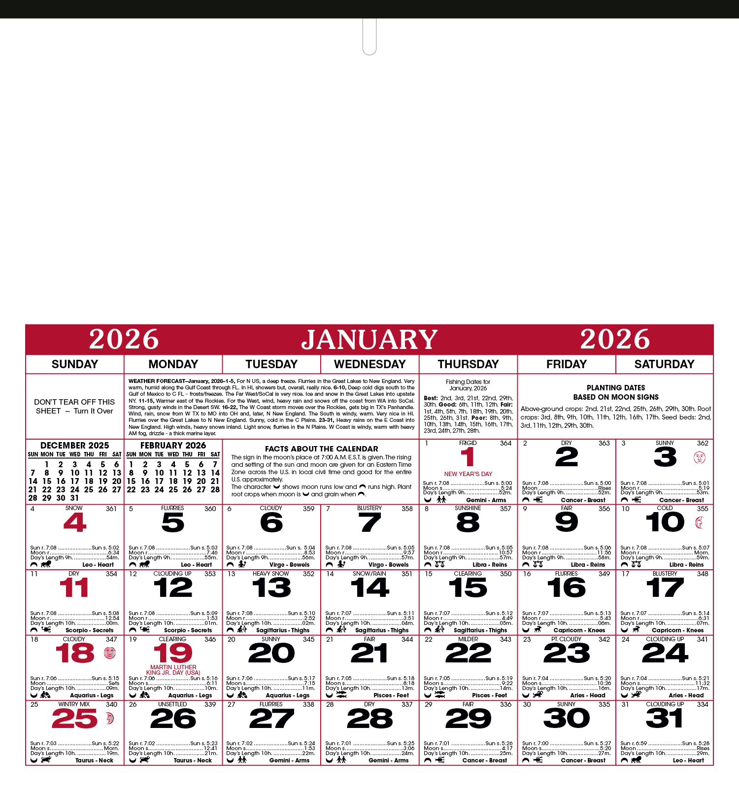 Skinner & Kennedy™ Almanac Calendar