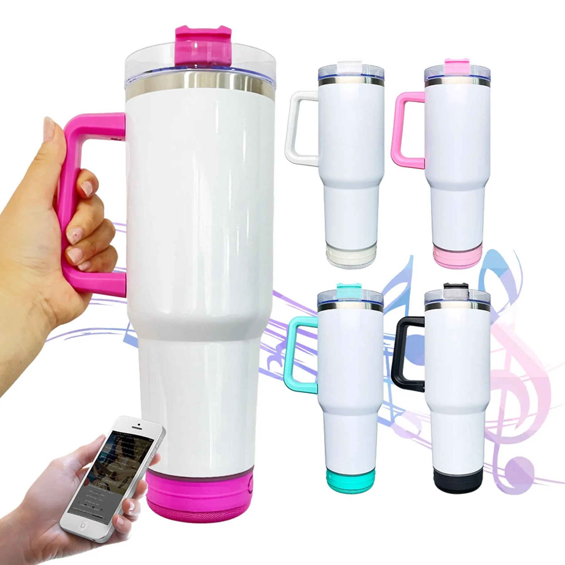 40 Oz. Double Wall Tumbler with Wireless Speaker and Handle 6