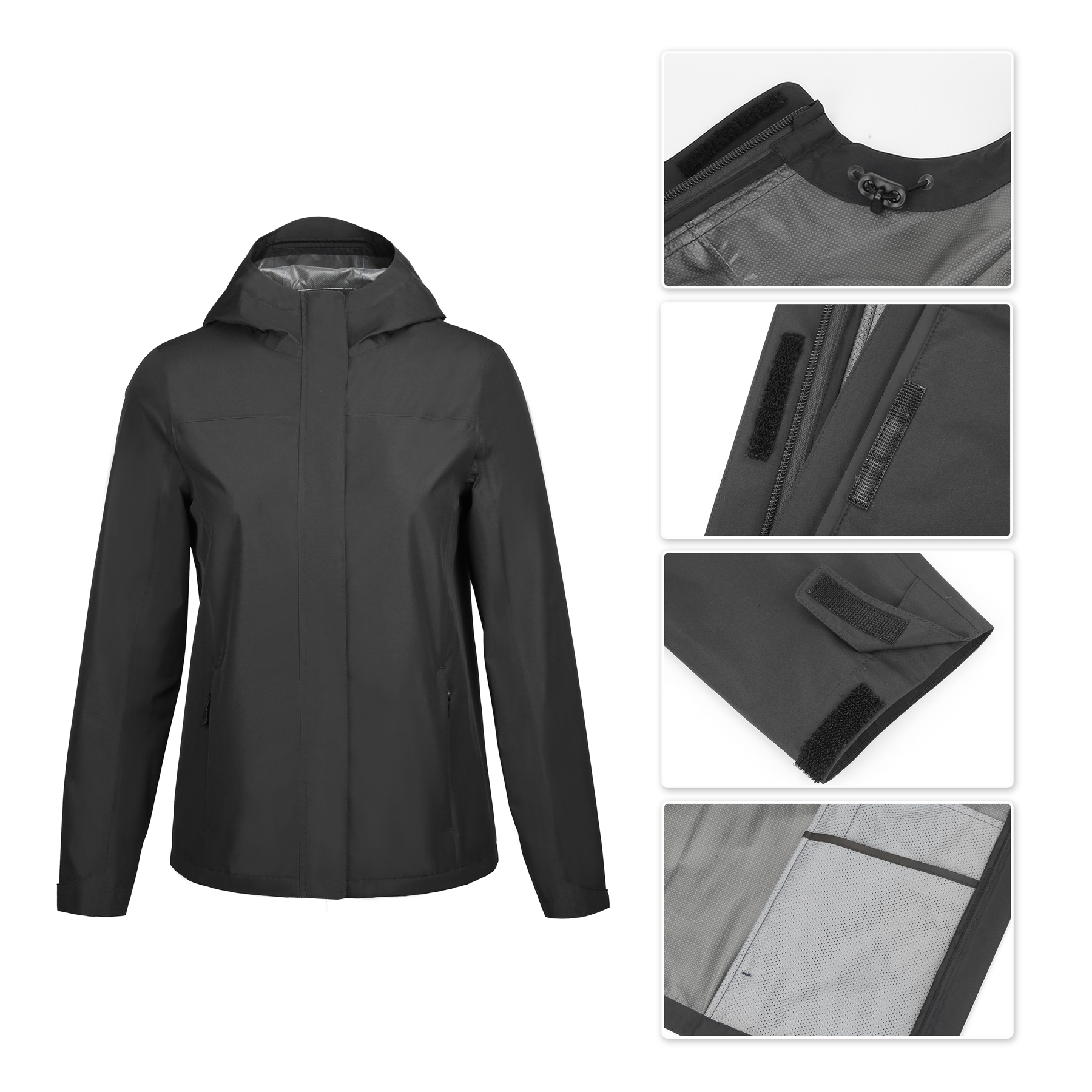 Women's Lightweight Waterproof Hooded Rain Jacket 5