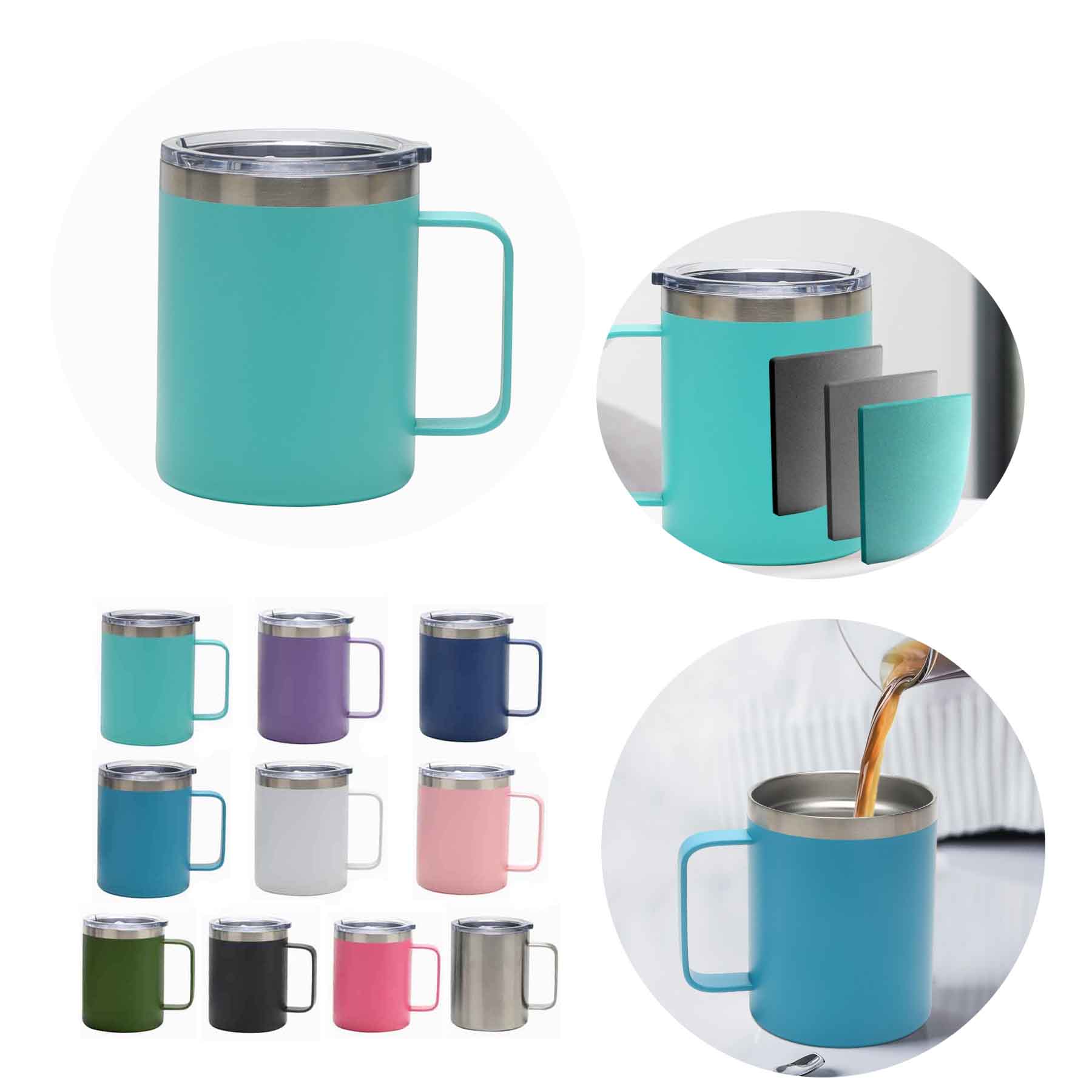12oz Stainless Steel Ringed Coffee Mug 2