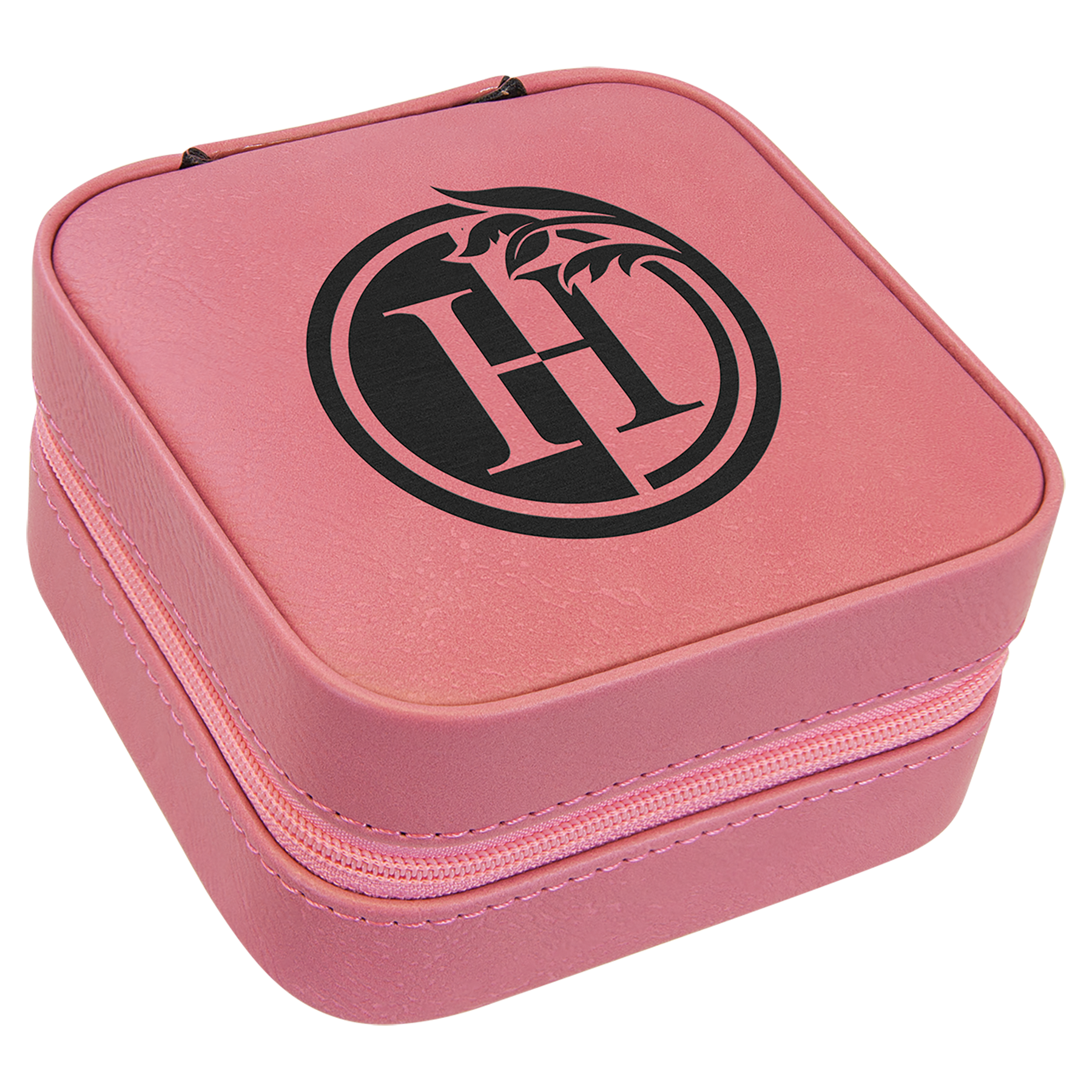 4" X 4" Pink Leatherette Travel Jewelry Box 2