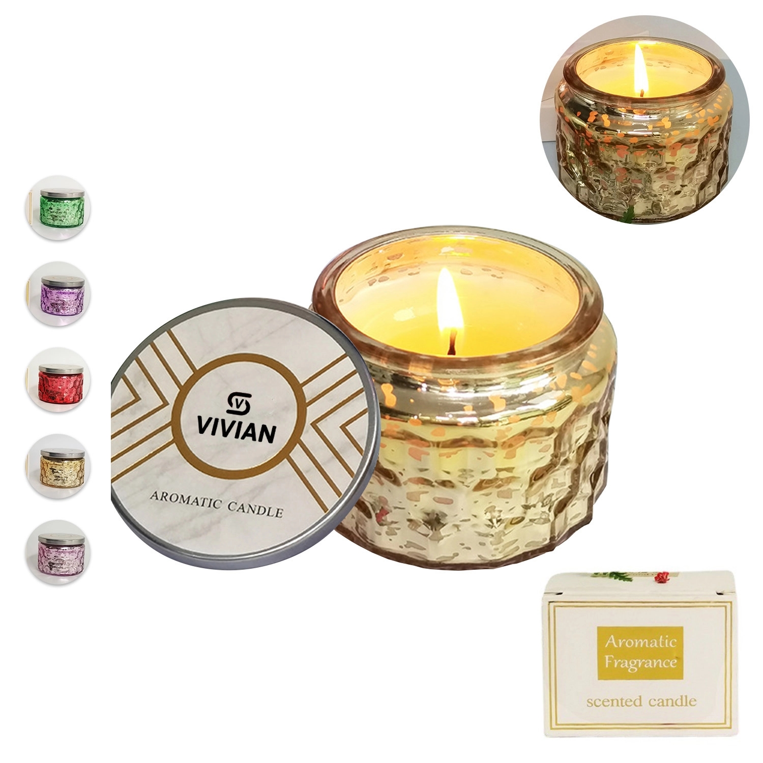 7 Oz. Scented Candles In Glass W/ Lid 2
