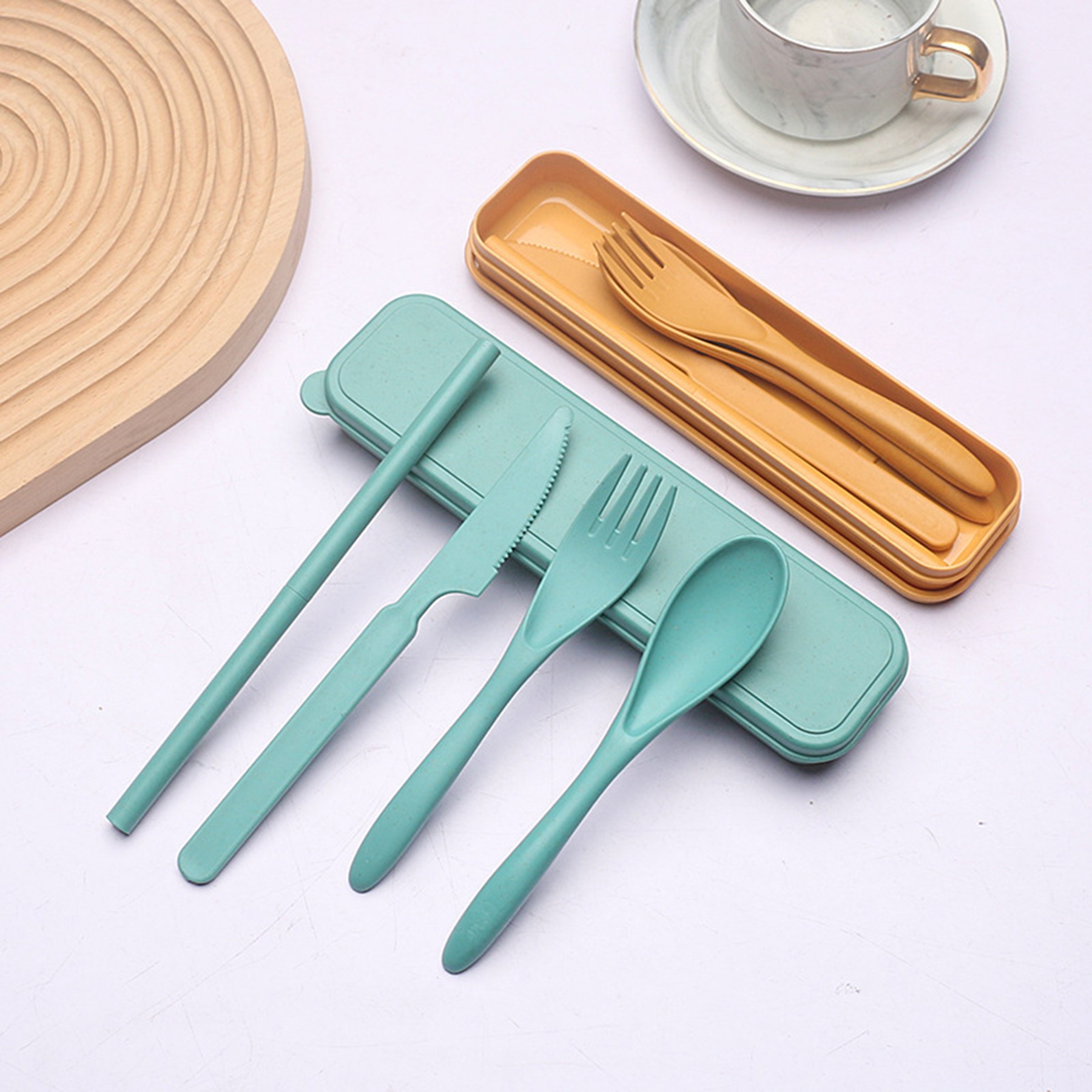 4 Pieces Wheat Straw Cutlery Utensil Set 2