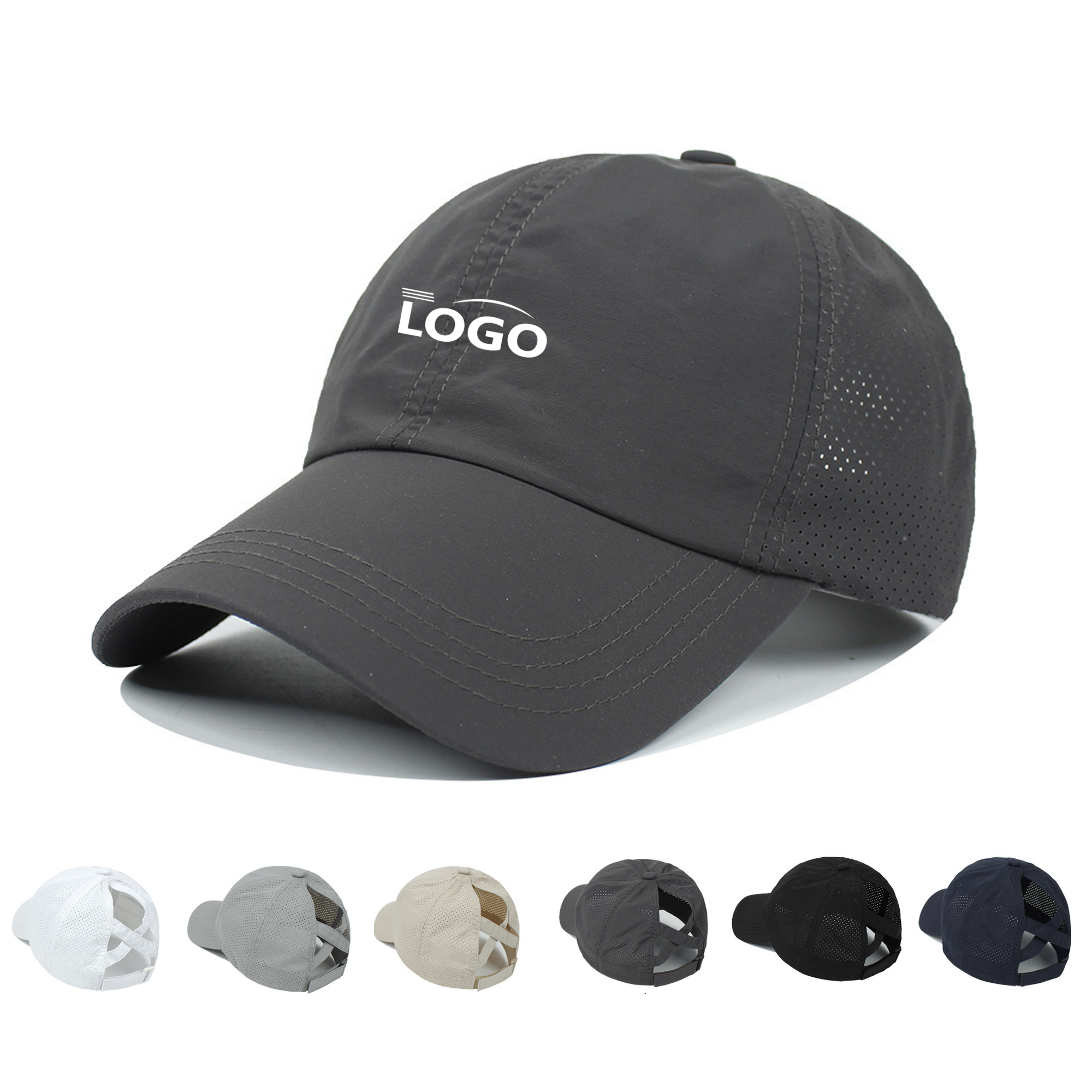 Breathable Cotton-Mesh Baseball Cap - Adjustable for High Ponytails 1