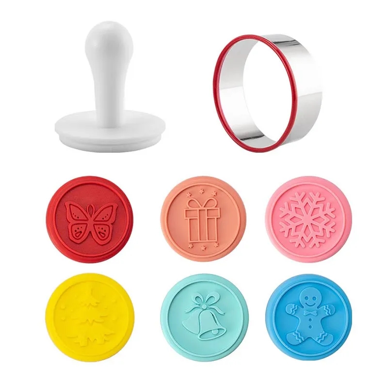 6 Pcs Silicone Holiday Christmas Cookie Stamp Set 1