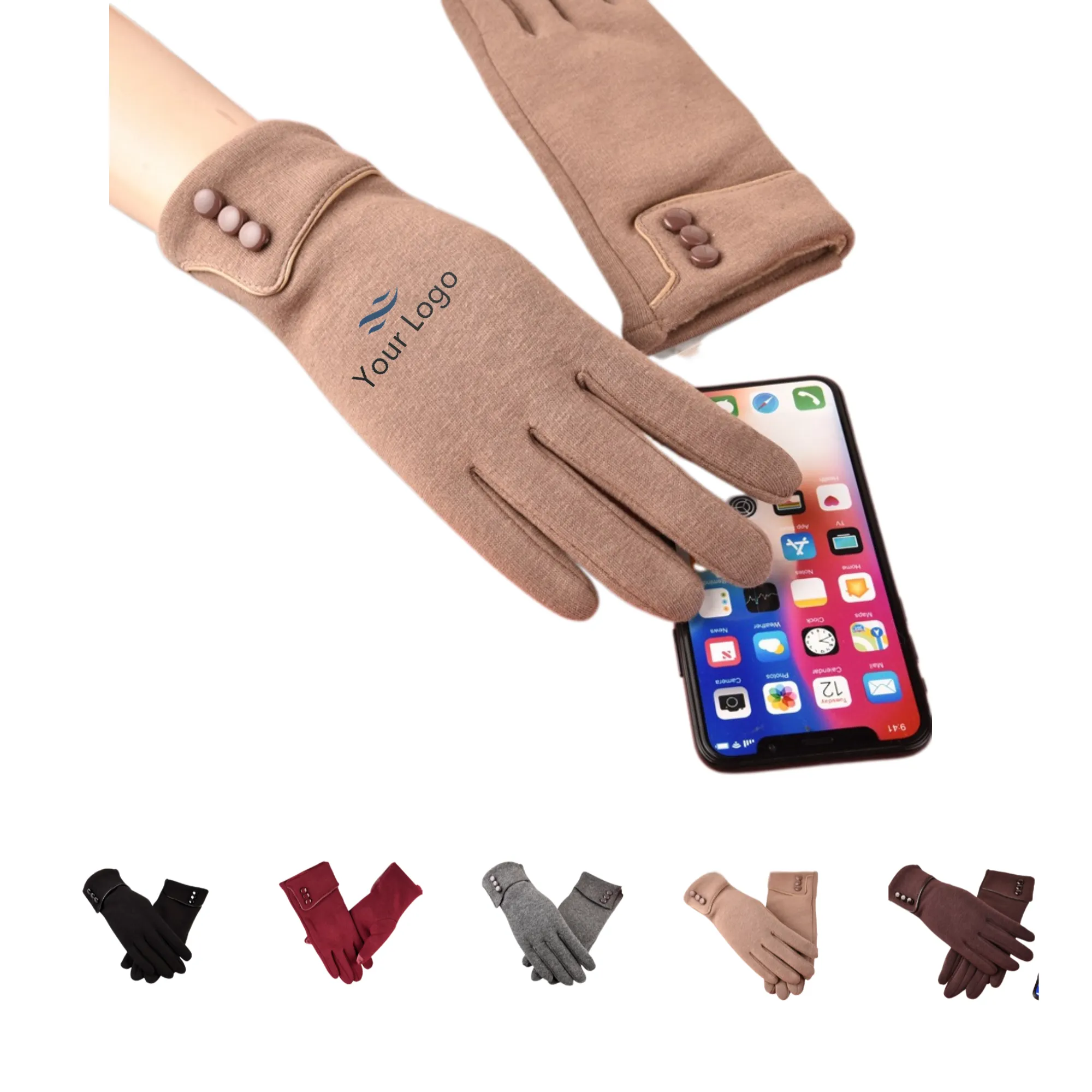 Winter Fleece-Lined Three-Button Flip-Top Thermal Gloves 2