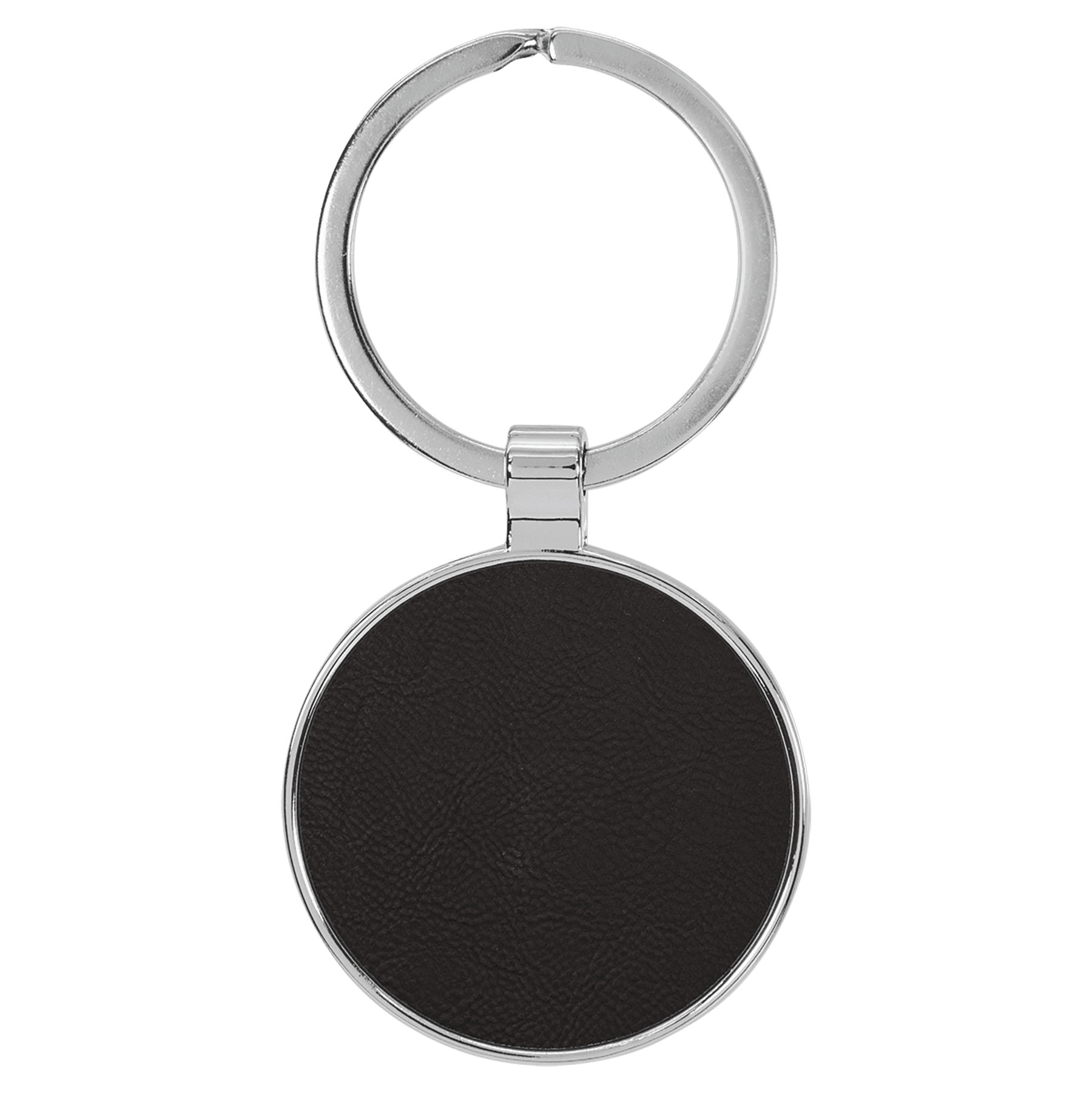 Black & Gold Leatherette/Metal Round Keychain 3