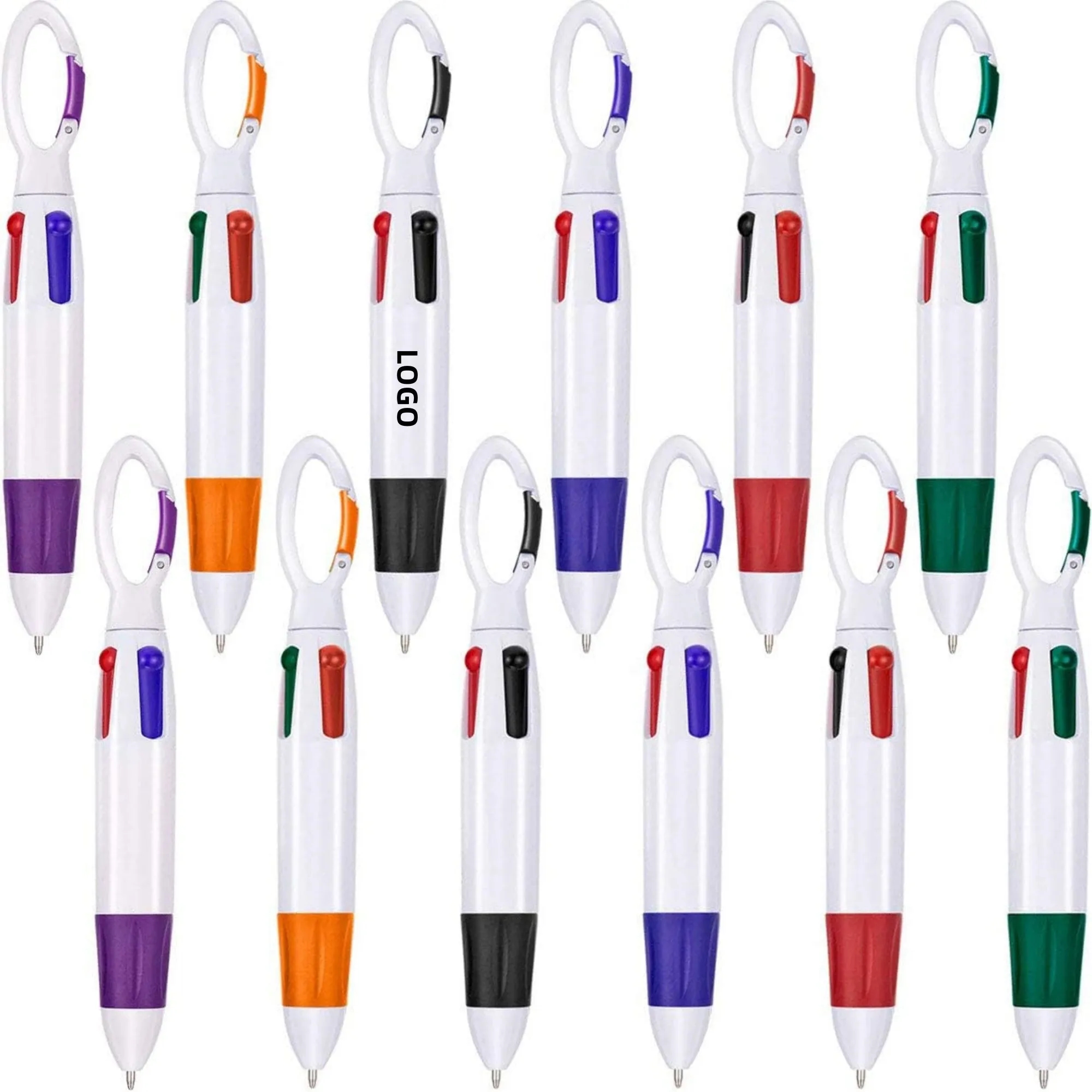 Plastic Carabiner 4-in-1 Retractable Ballpoint Pens 2