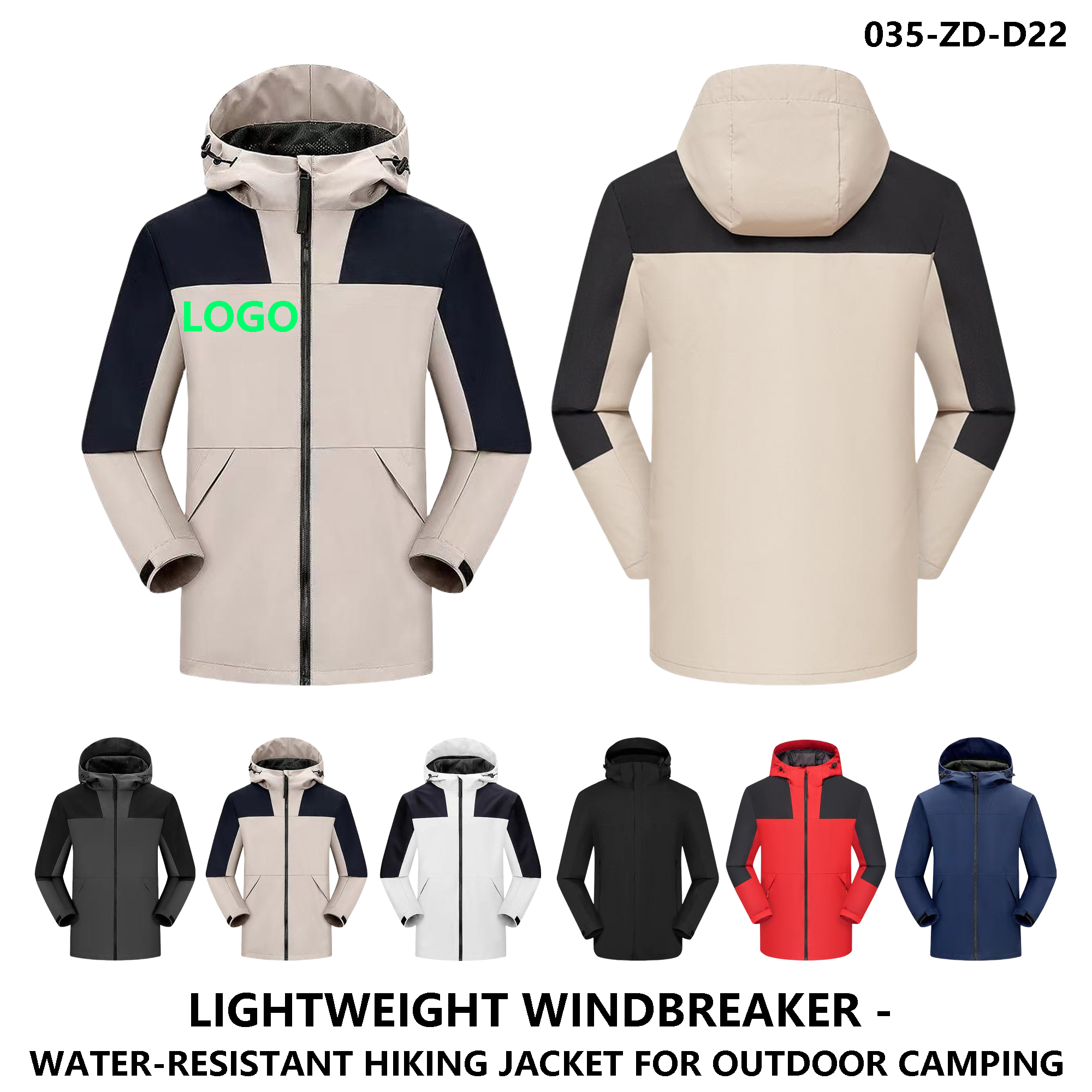Men Women Windproof Waterproof Colorblock Hooded Windbreaker ?C Custom Logo 2