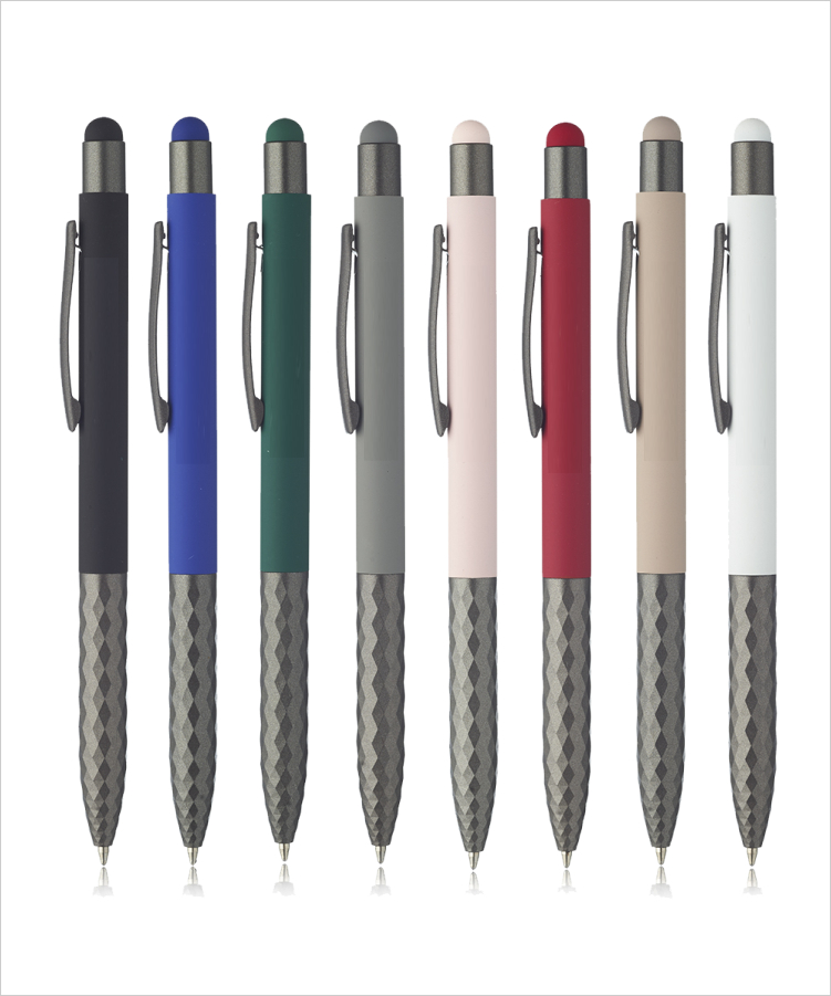 Union Printed - Geometric Aluminum BallPoint Pens with Stylus 1