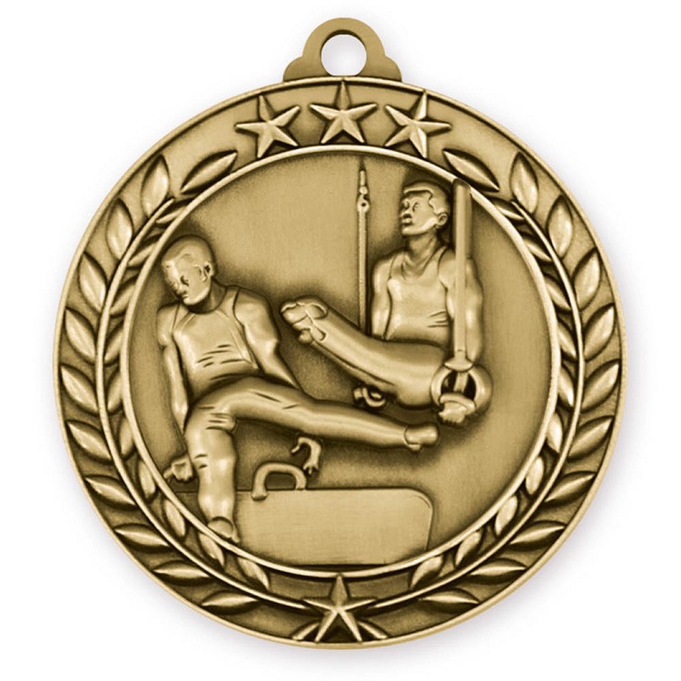 Male Gymnastics Wreath Award Medallion (2-3/4") 4