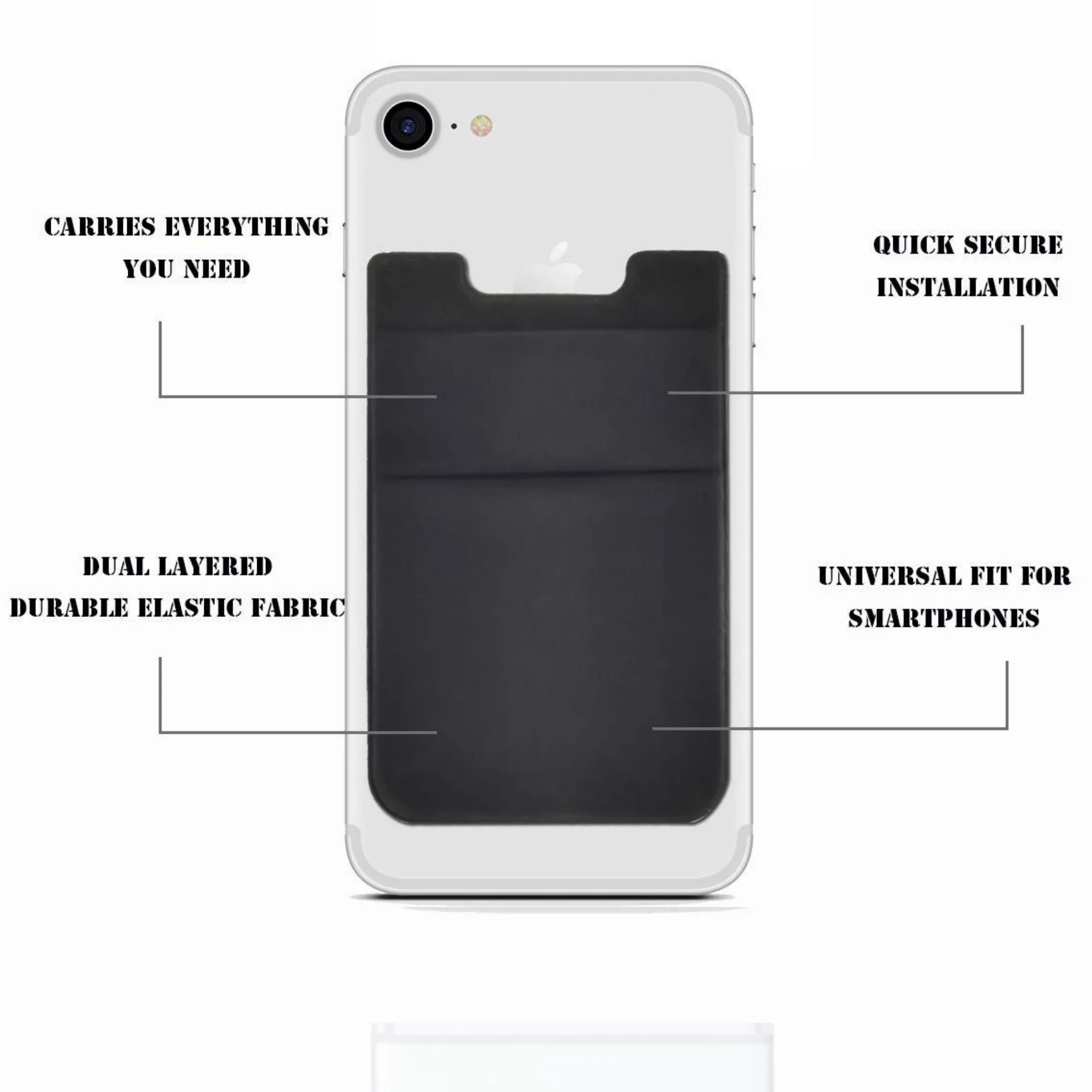 Strech Phone Wallet Card Holder Pouch With Soft Adhesive 4