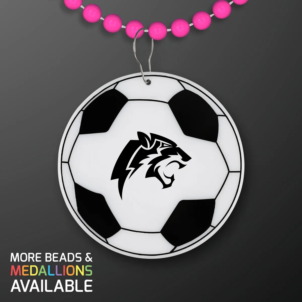 Soccer Ball Medallion with Beaded Necklace (Non Light Up) 2