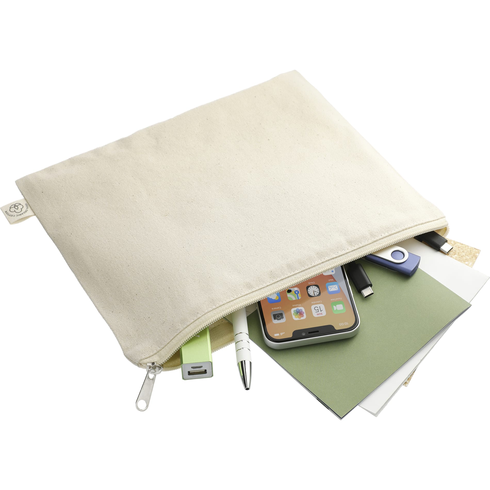 Organic Cotton Flat Travel Pouch 35