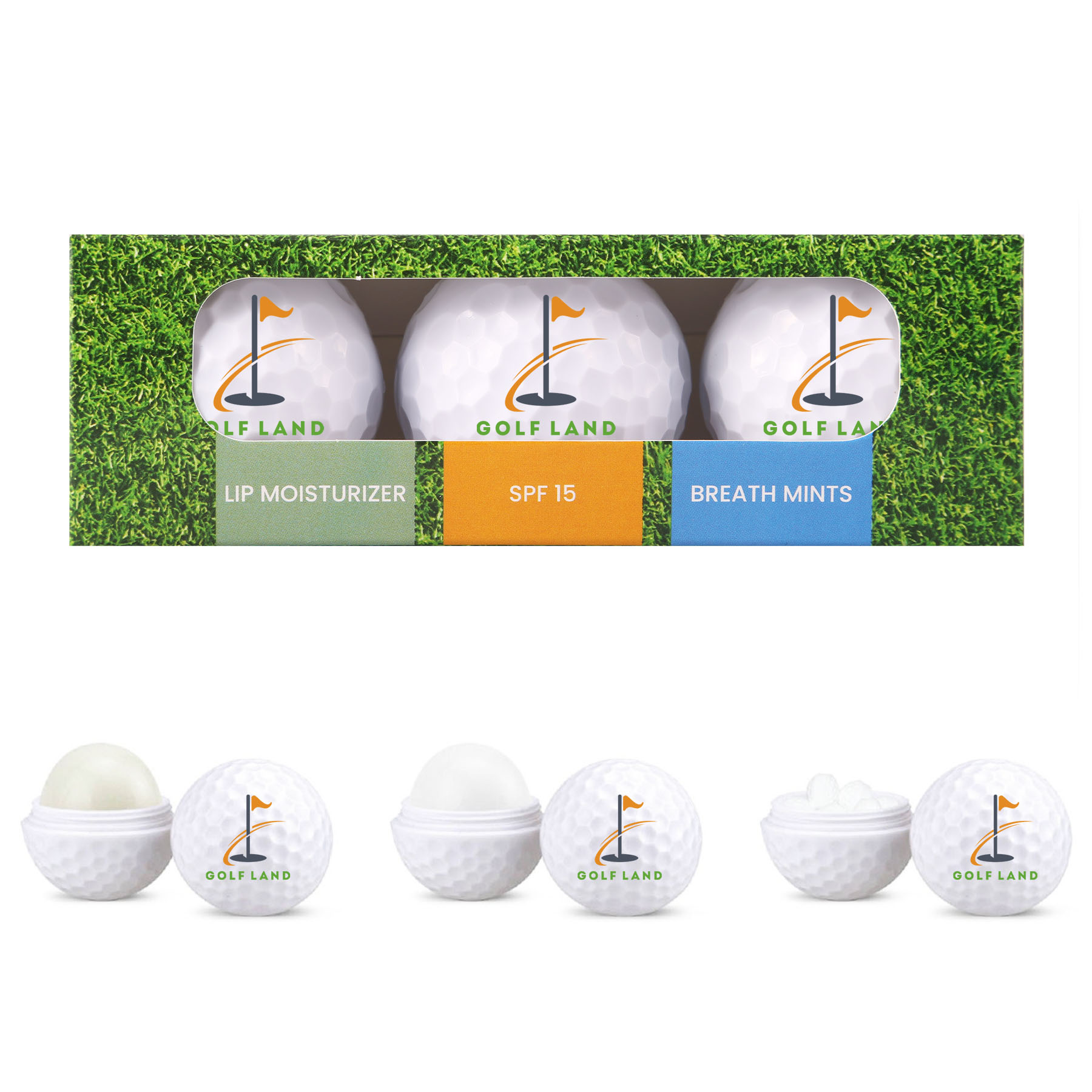 3 Pack Golf Ball Lip Moisturizer, Mints & SPF15 Lip Moisturizer 2
