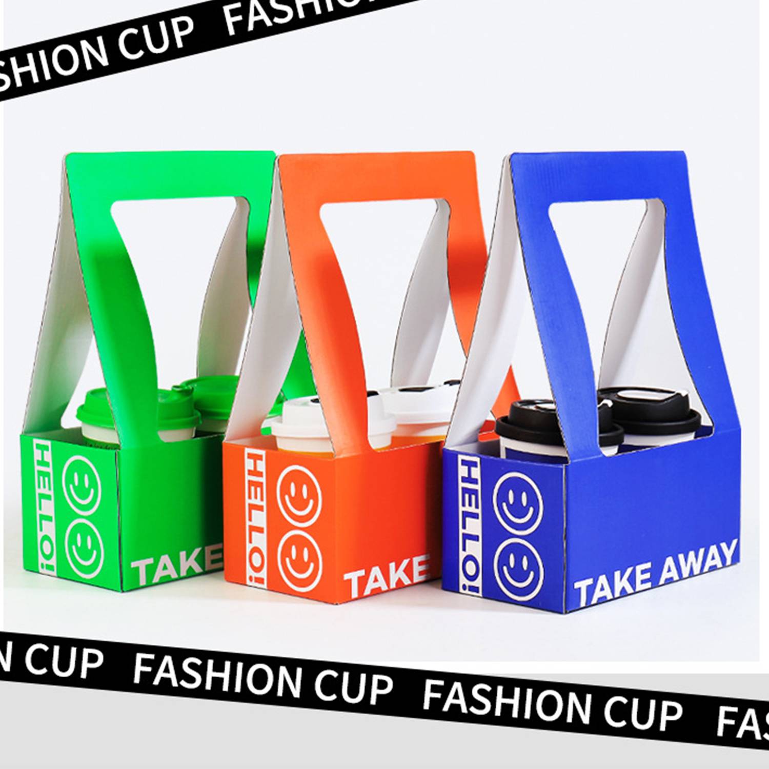 Colorful Fahion Paper 2 Cup Holder W/ Handles 4