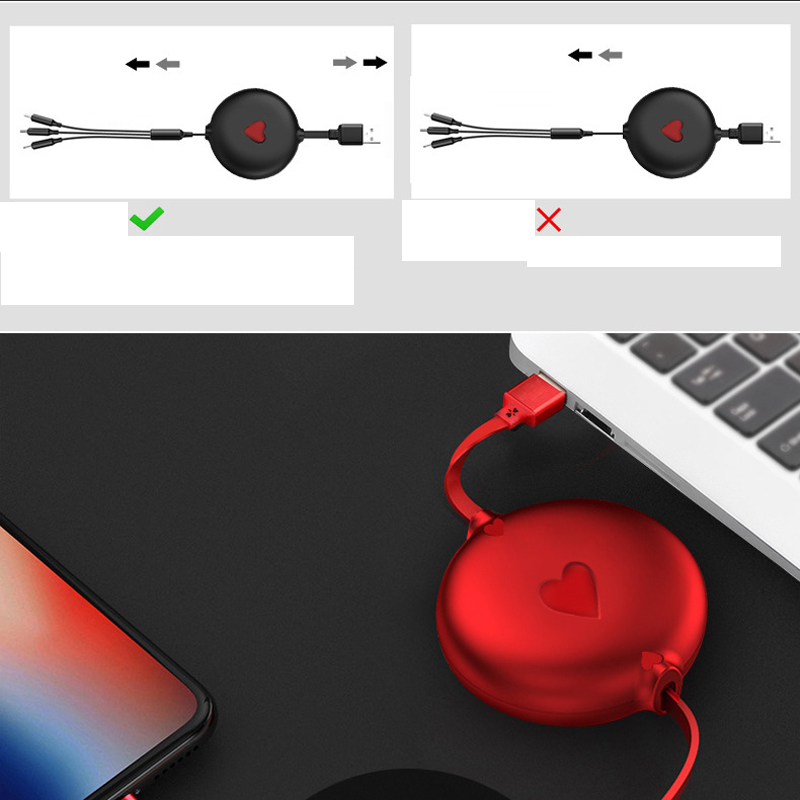 High Quality 3.5A Fast Charger USB Cable with 3 in 1 4