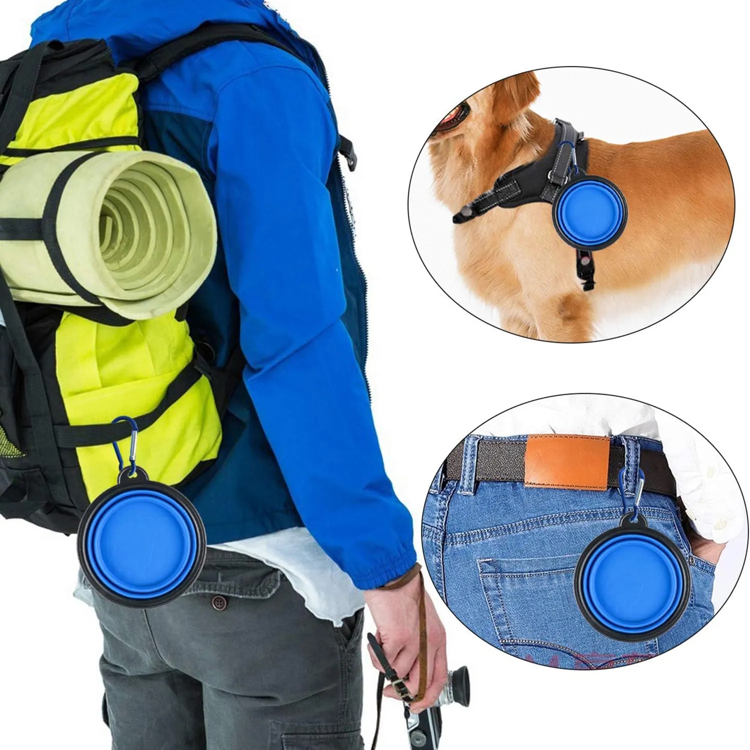 Collapsible Pet Dog Bowl With Carabiner 2