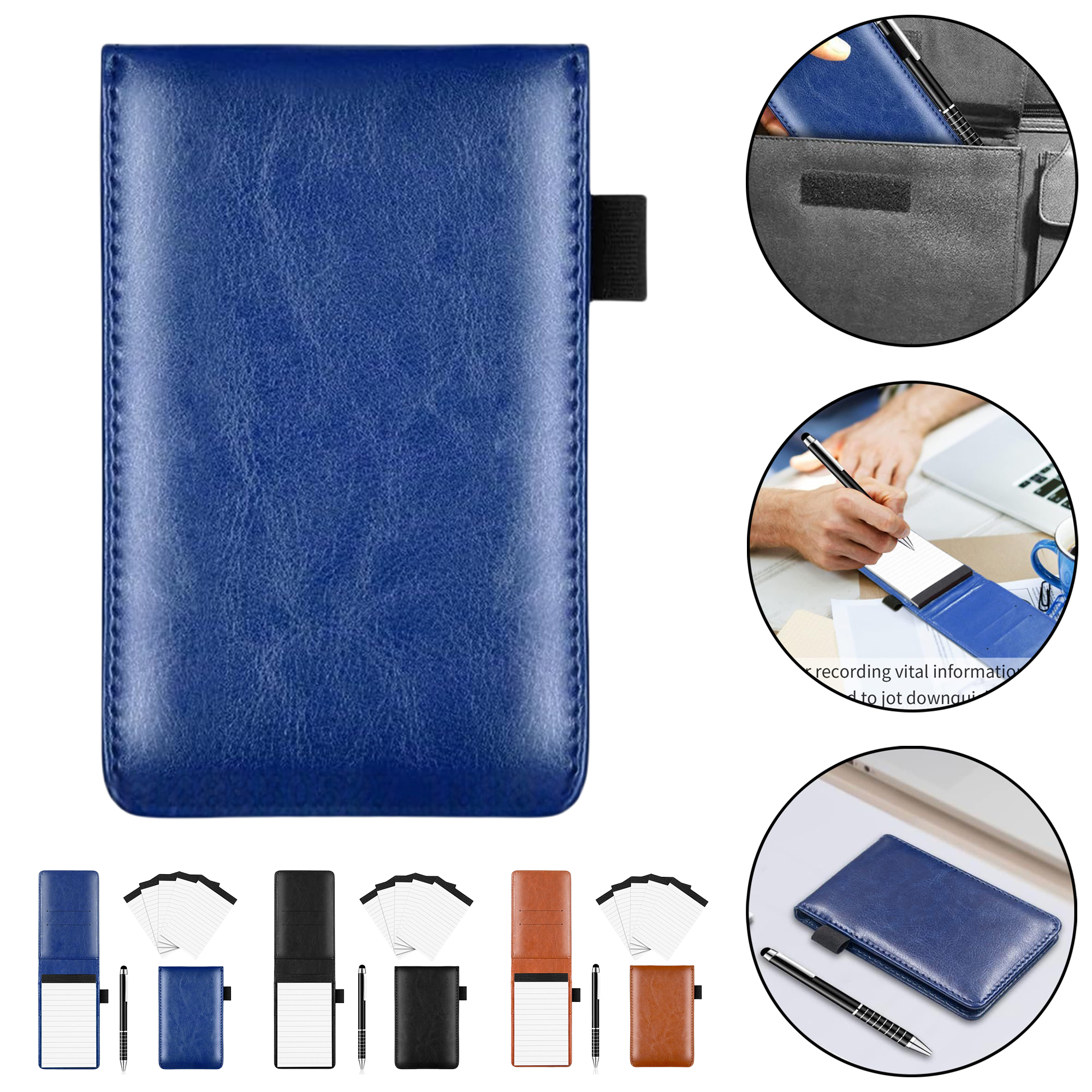 Leather Cover Portable Pocket Notebook with Pen Holder 5