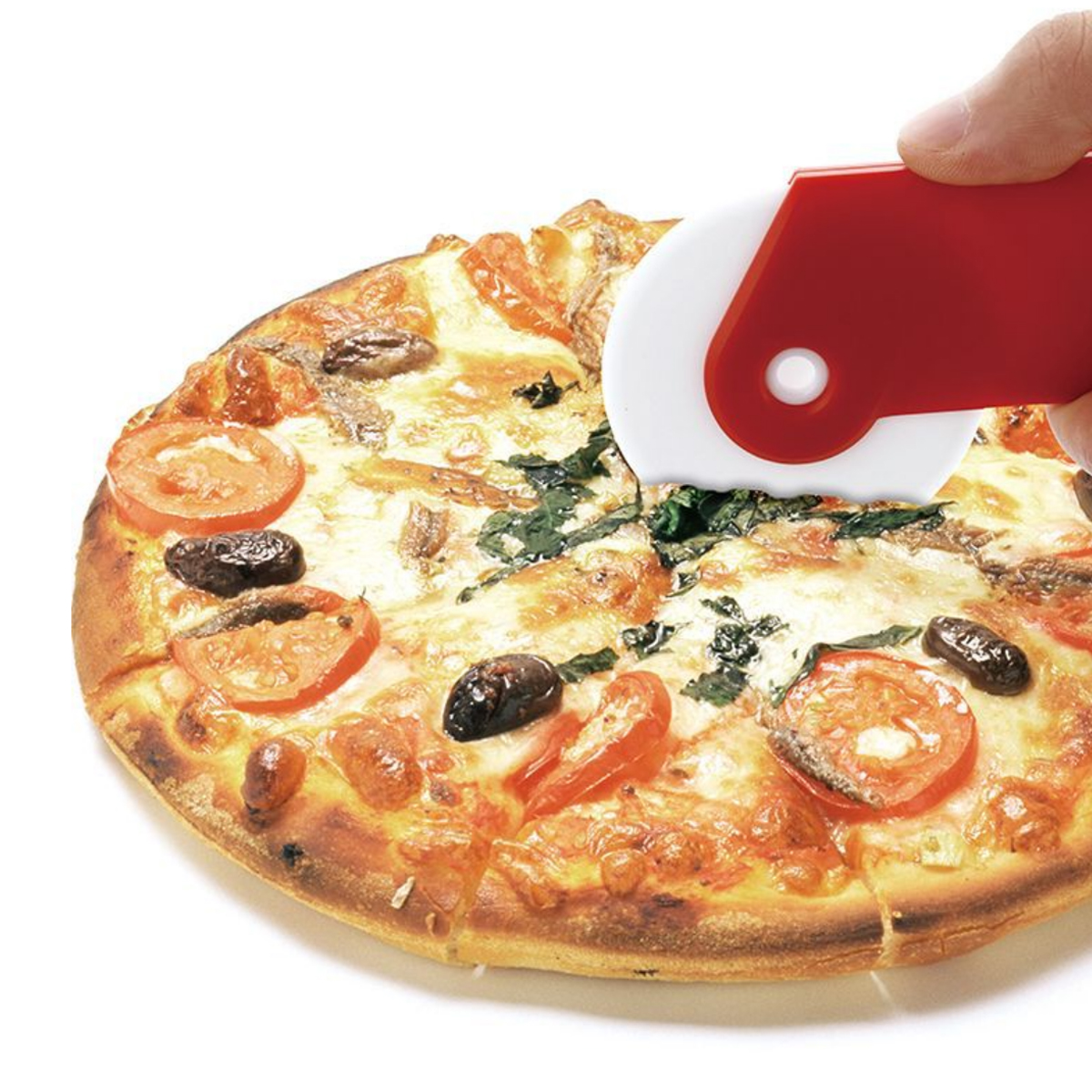 Plastic Mini Pizza Cutter W/ Circular Blade and Grip Handle 3