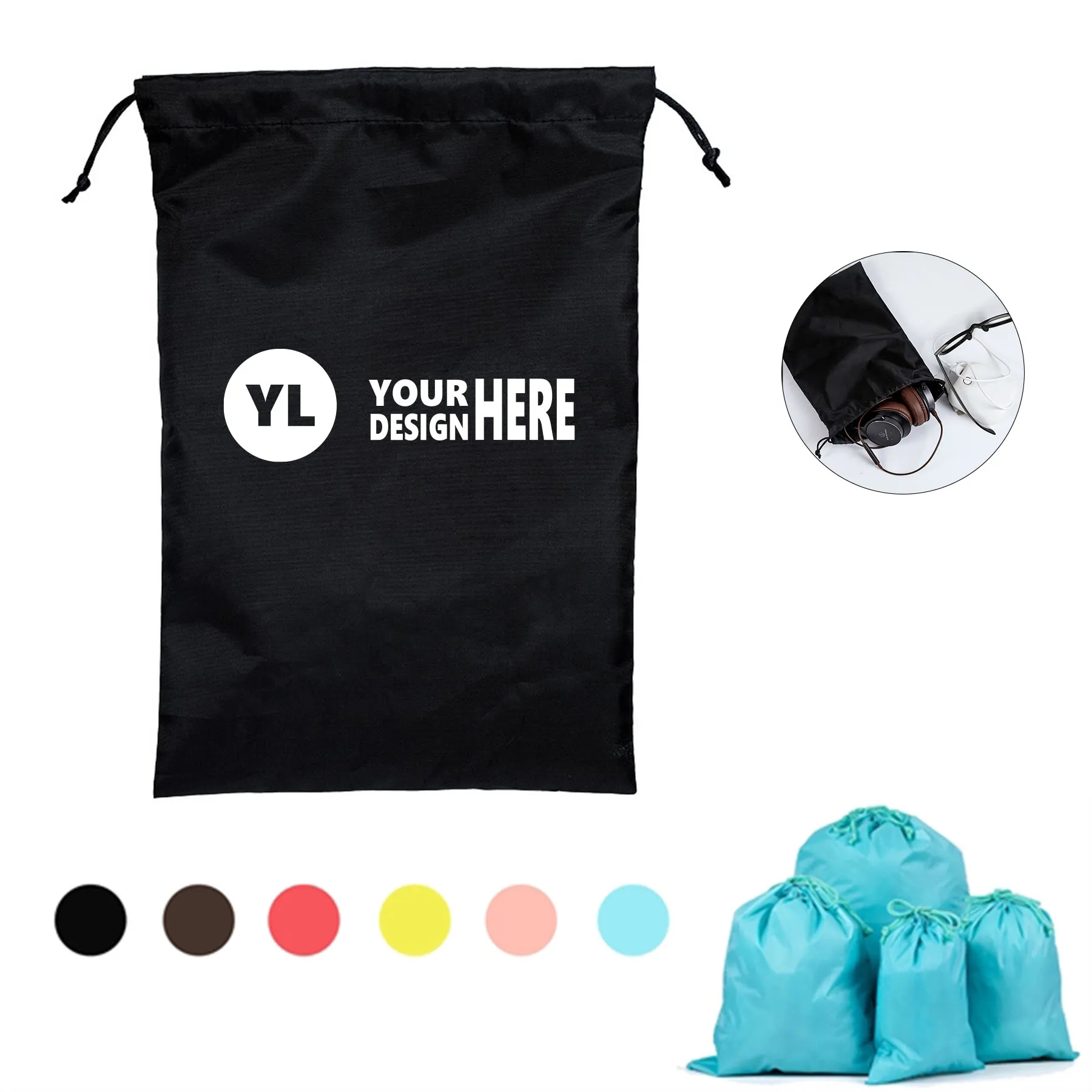 Portable Nylon Waterproof Travel Drawstring Bag 3