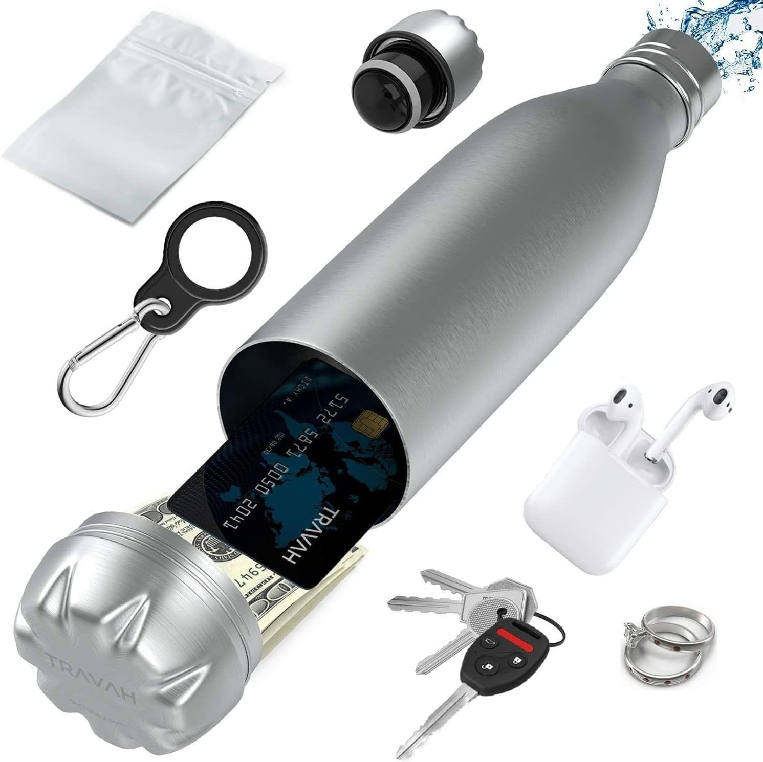 Stainless Steel Tumbler Water Bottle w/ Safe Bottom Storage 2