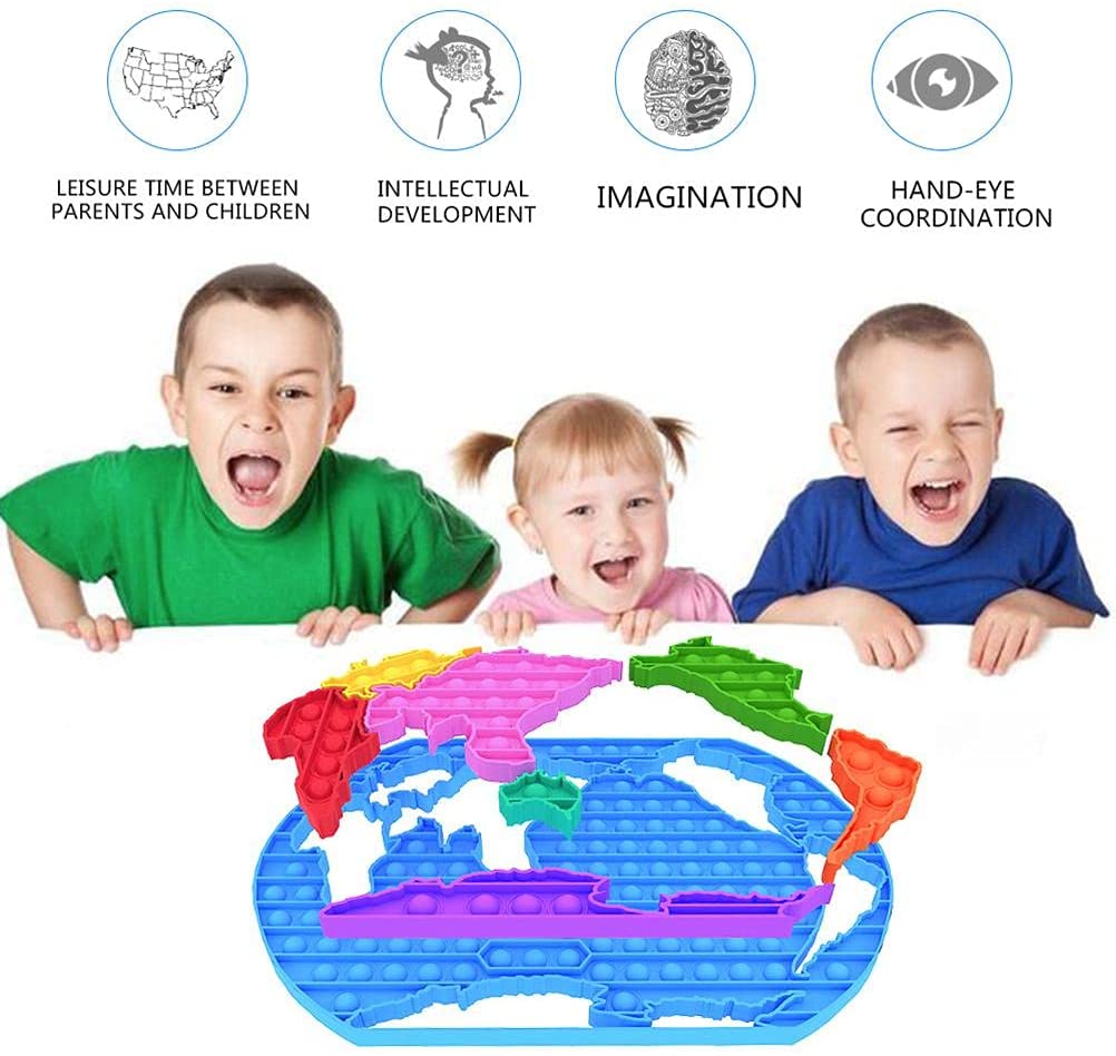 Push Pop Bubble Fidget Toy for Adults and Children (World Map) 7