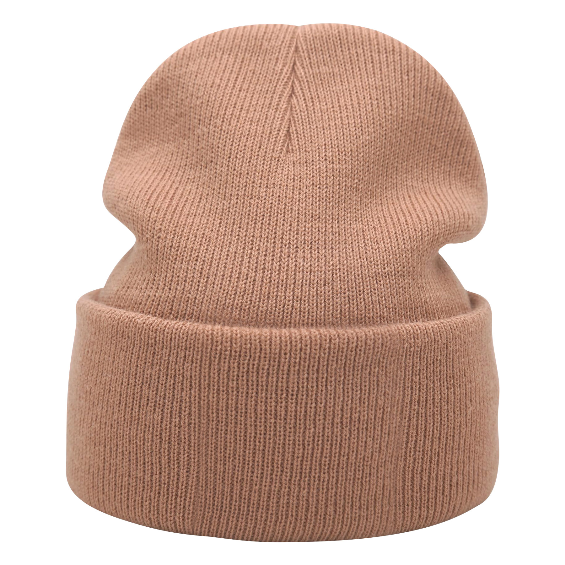 Embroidery Curled Solid Classic Beanie Knitted Cap 15