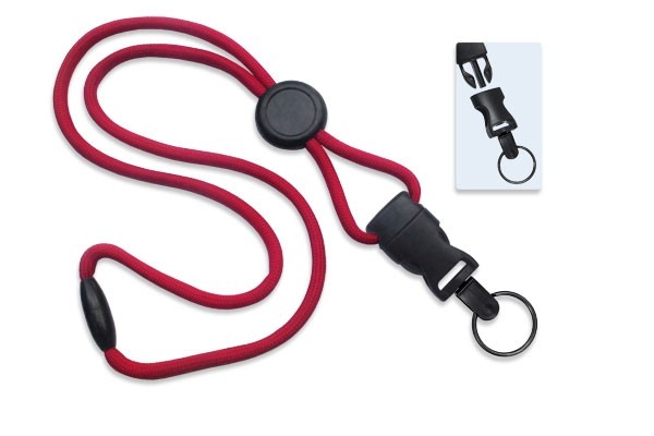 1/4" Polyester Lanyard with Round Slider and Quick Release (Split Ring) 2